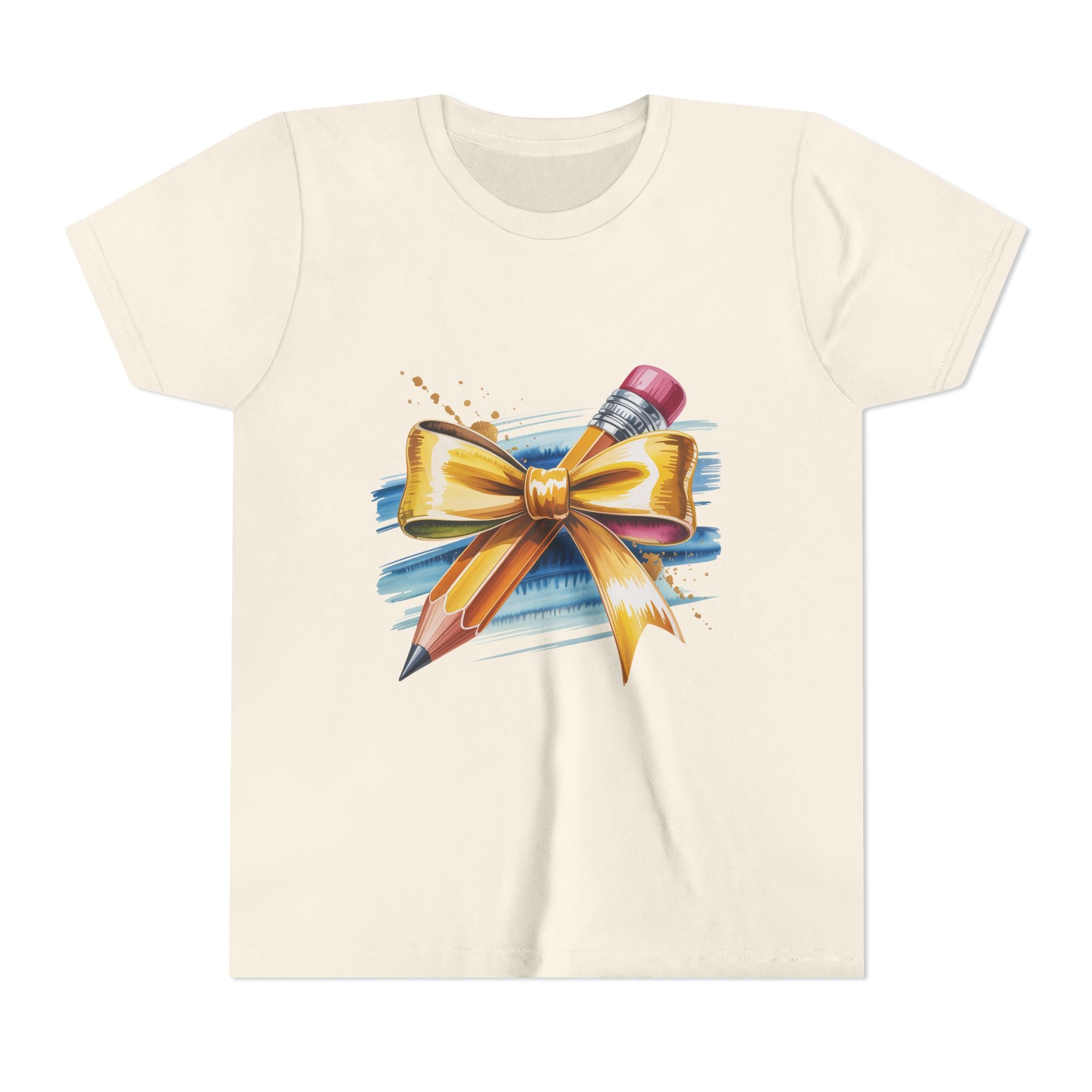 Youth Tee — Pencil with Gold Bow Back-to-School