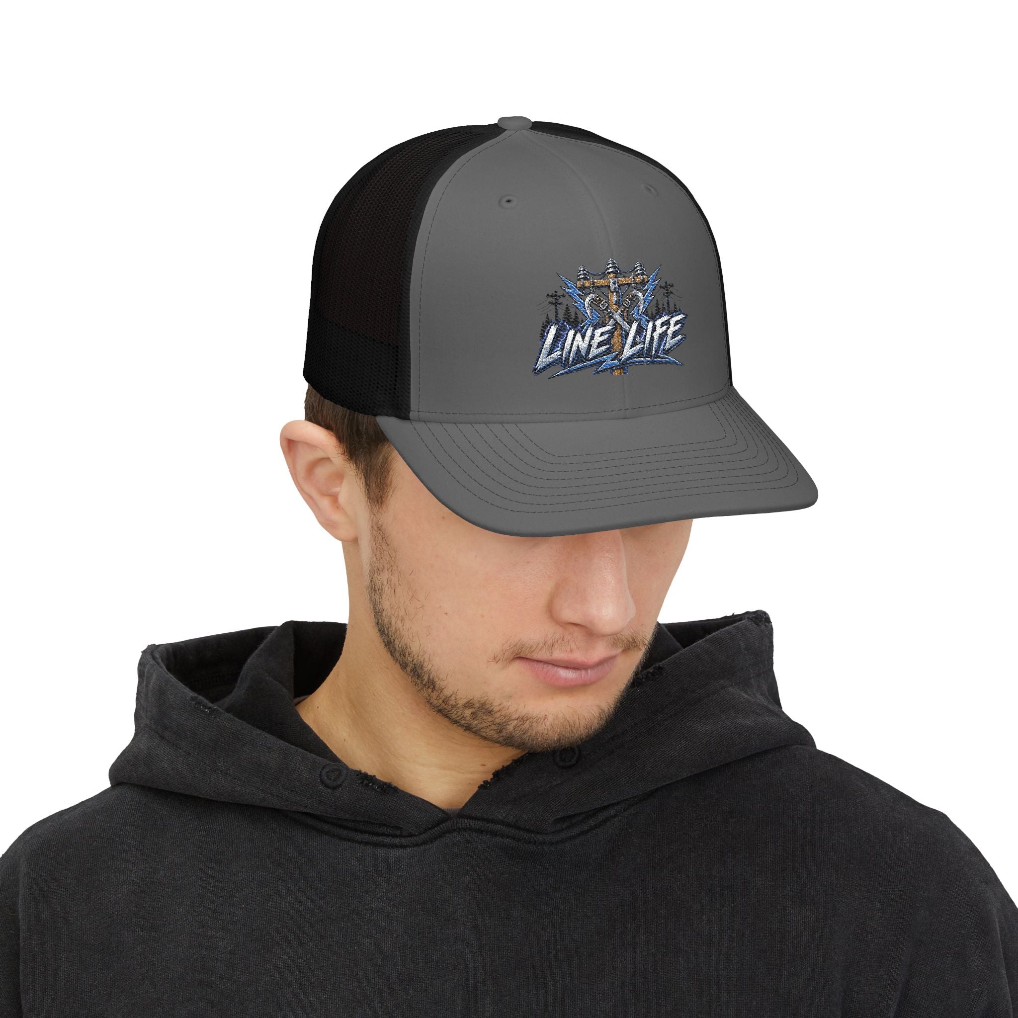 Line Life Snapback Trucker Cap – Vintage Fishing Graphic Mesh Hat