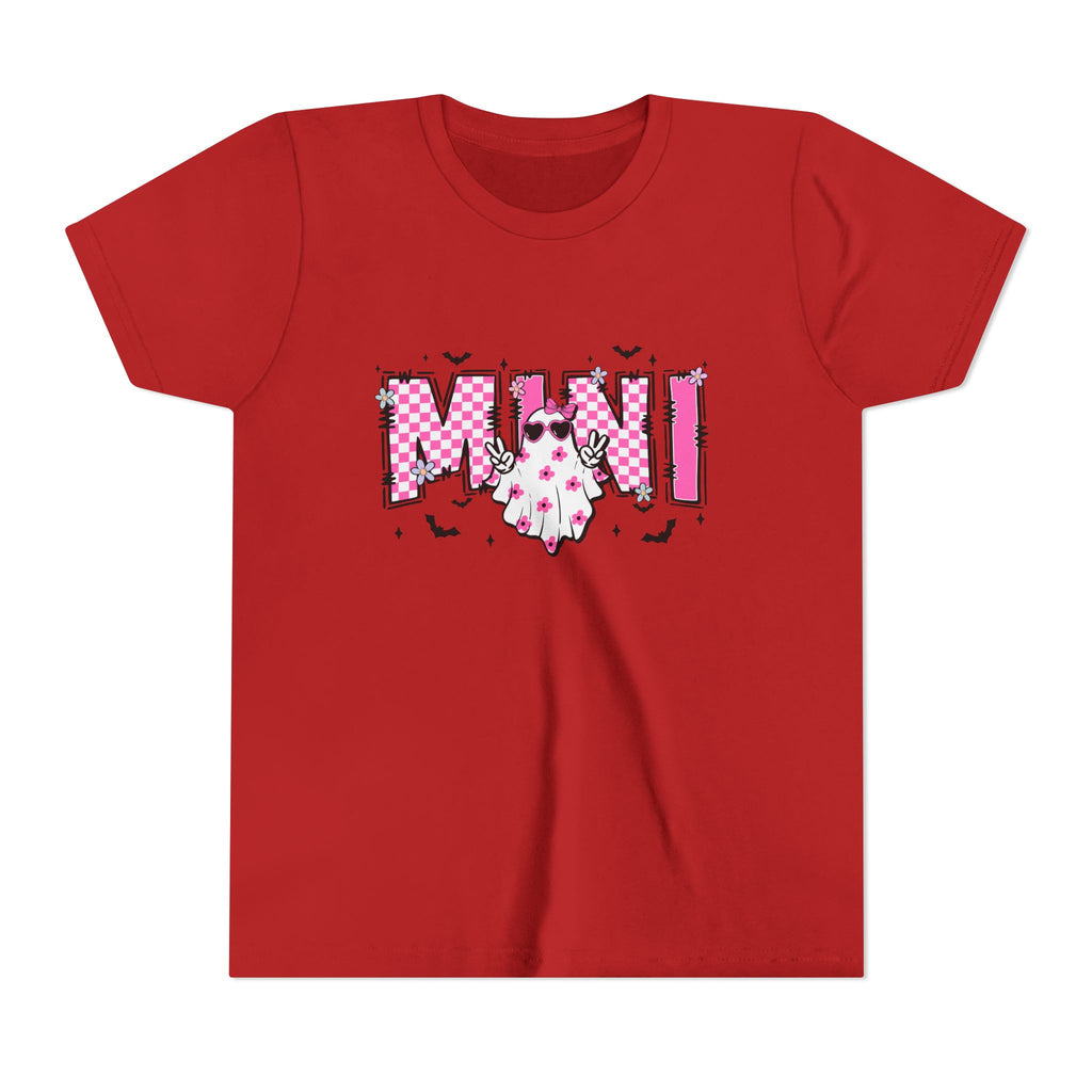Youth Tee – 'Mimi' Pink Checker Ghost Graphic Kids Shirt