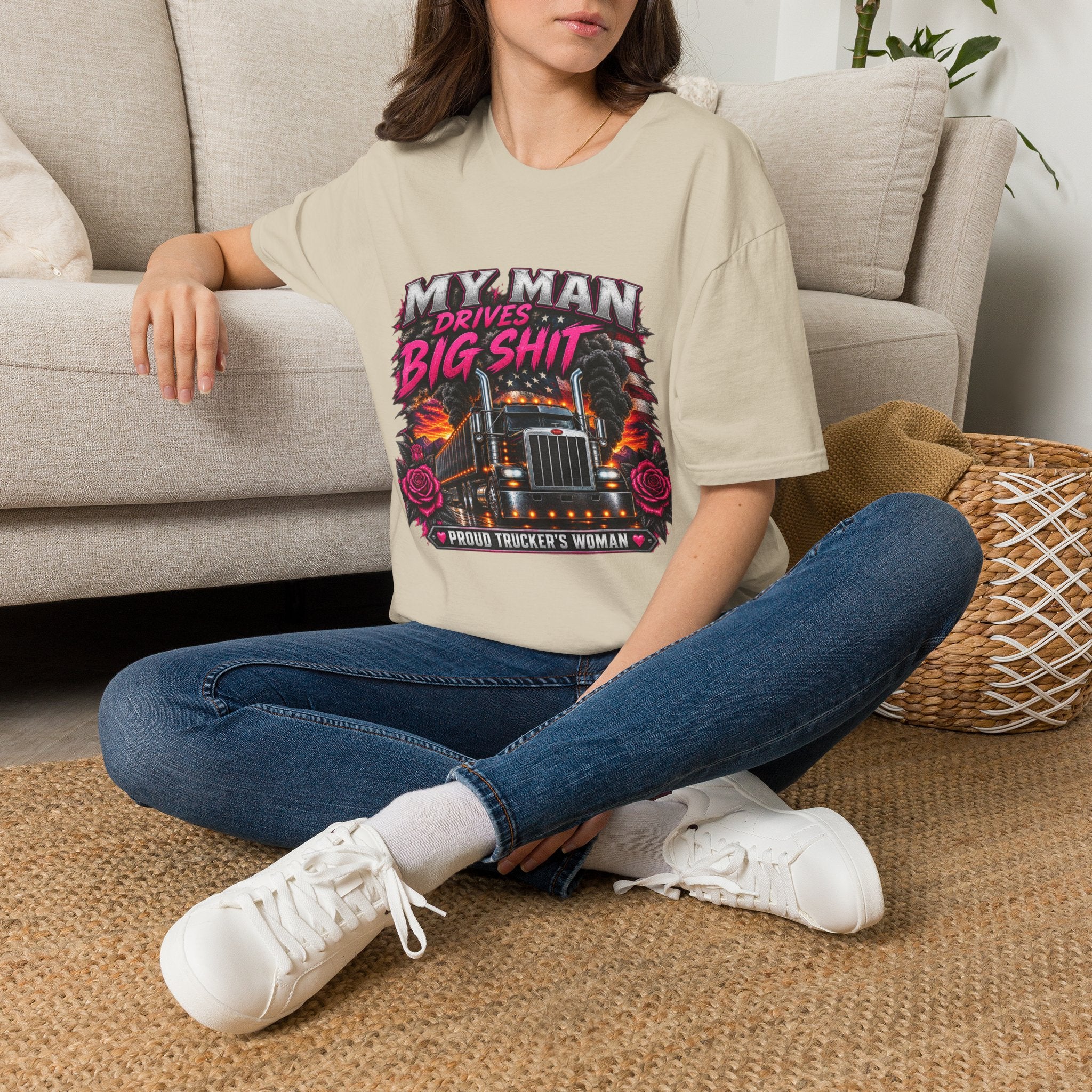Truck Driver T‑Shirt – "My Man Drives Big Shit" Graphic Tee