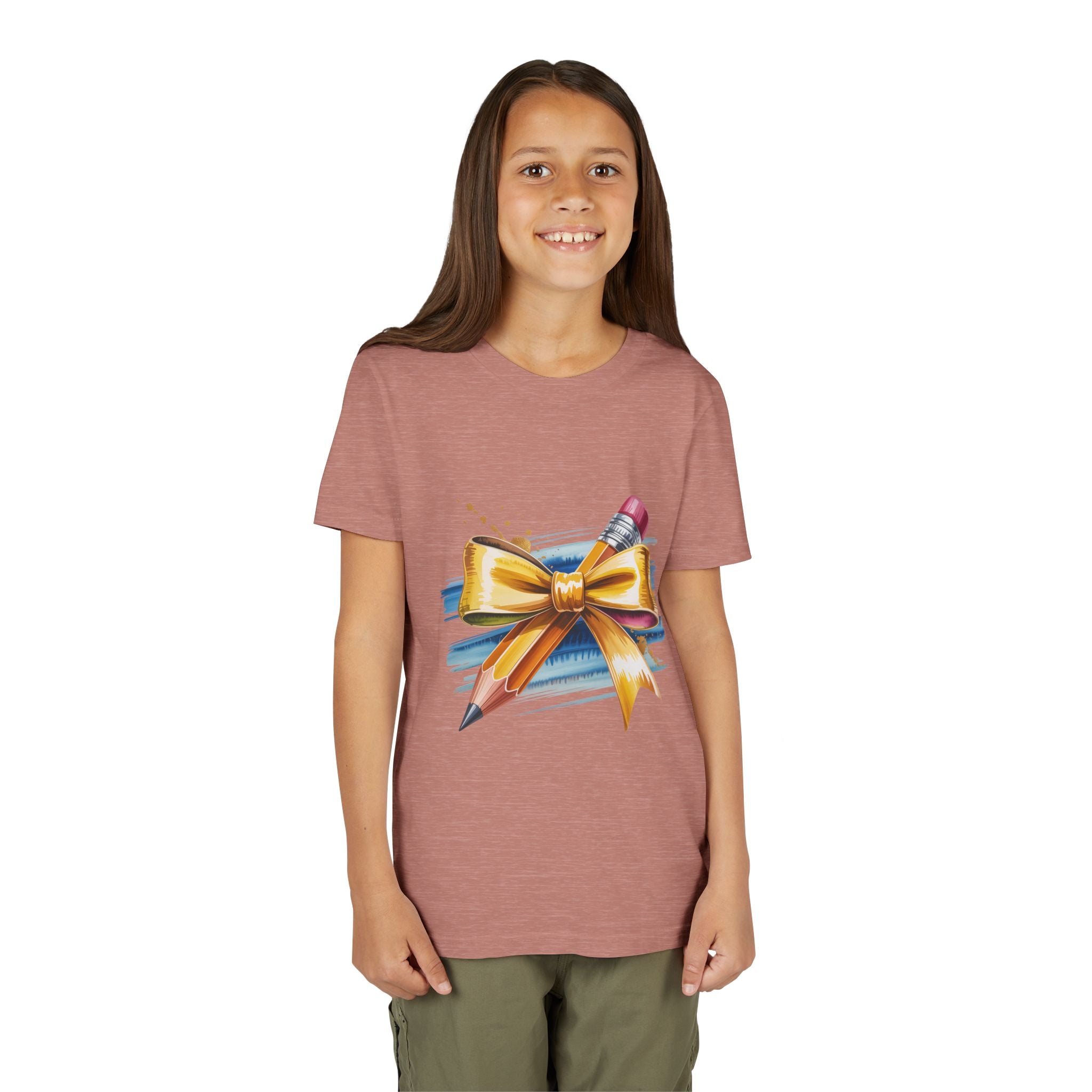Youth Tee — Pencil with Gold Bow Back-to-School