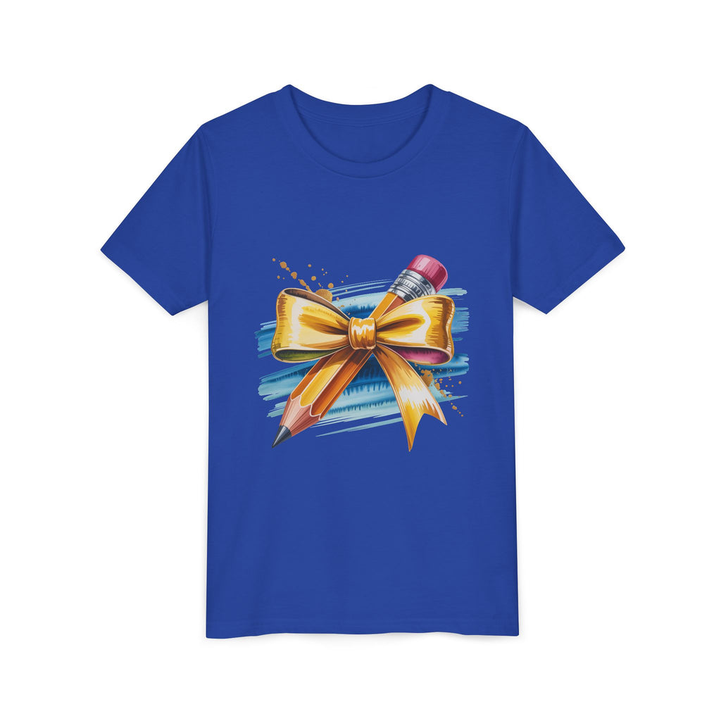 Youth Tee — Pencil with Gold Bow Back-to-School