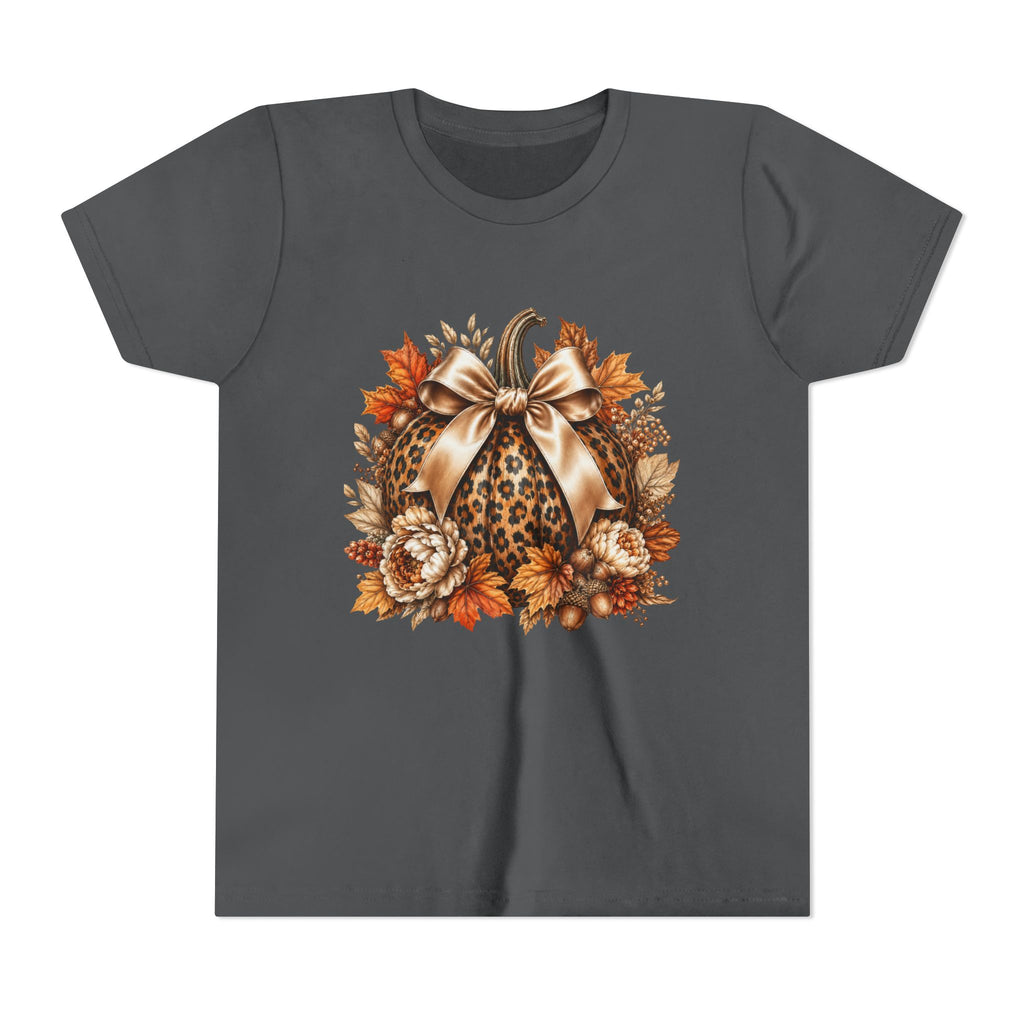 Youth Tee — Leopard Pumpkin Fall Graphic Shirt