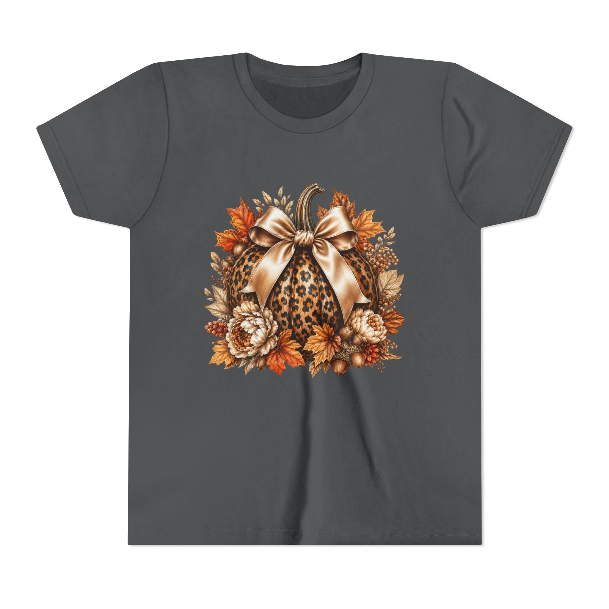 Youth Tee — Leopard Pumpkin Fall Graphic Shirt
