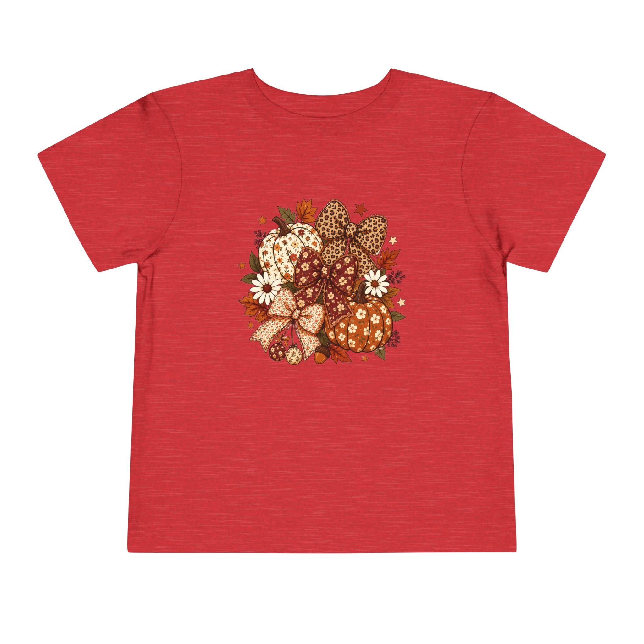 Toddler Tee — Autumn Leopard Floral Pumpkins Fall Bouquet