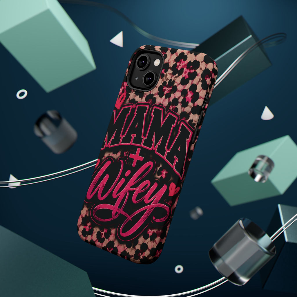 Phone Case — Pink Leopard "Mama Wifey" Magnetic Impact-Resistant Case