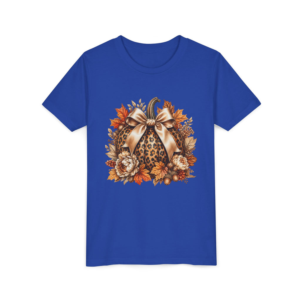 Youth Tee — Leopard Pumpkin Fall Graphic Shirt