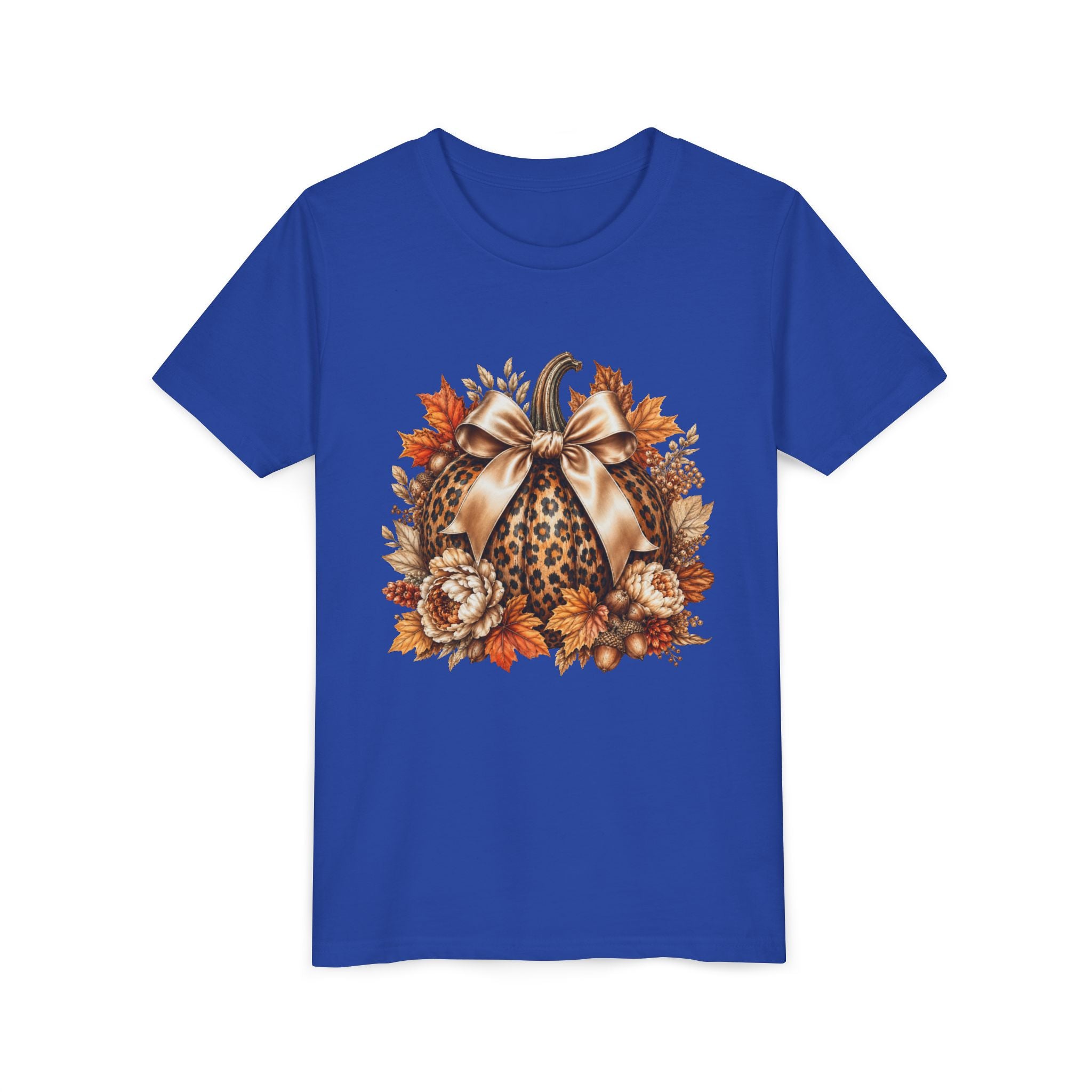 Youth Tee — Leopard Pumpkin Fall Graphic Shirt