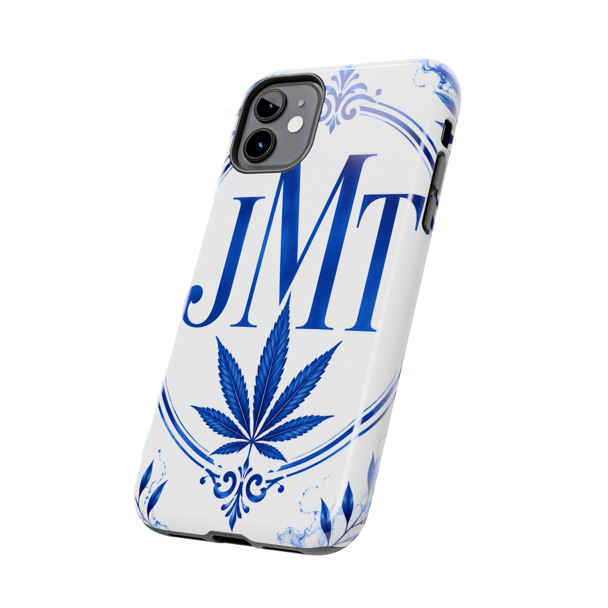 Phone Case — Blue Monogram ‘JMT’ with Leaf Emblem