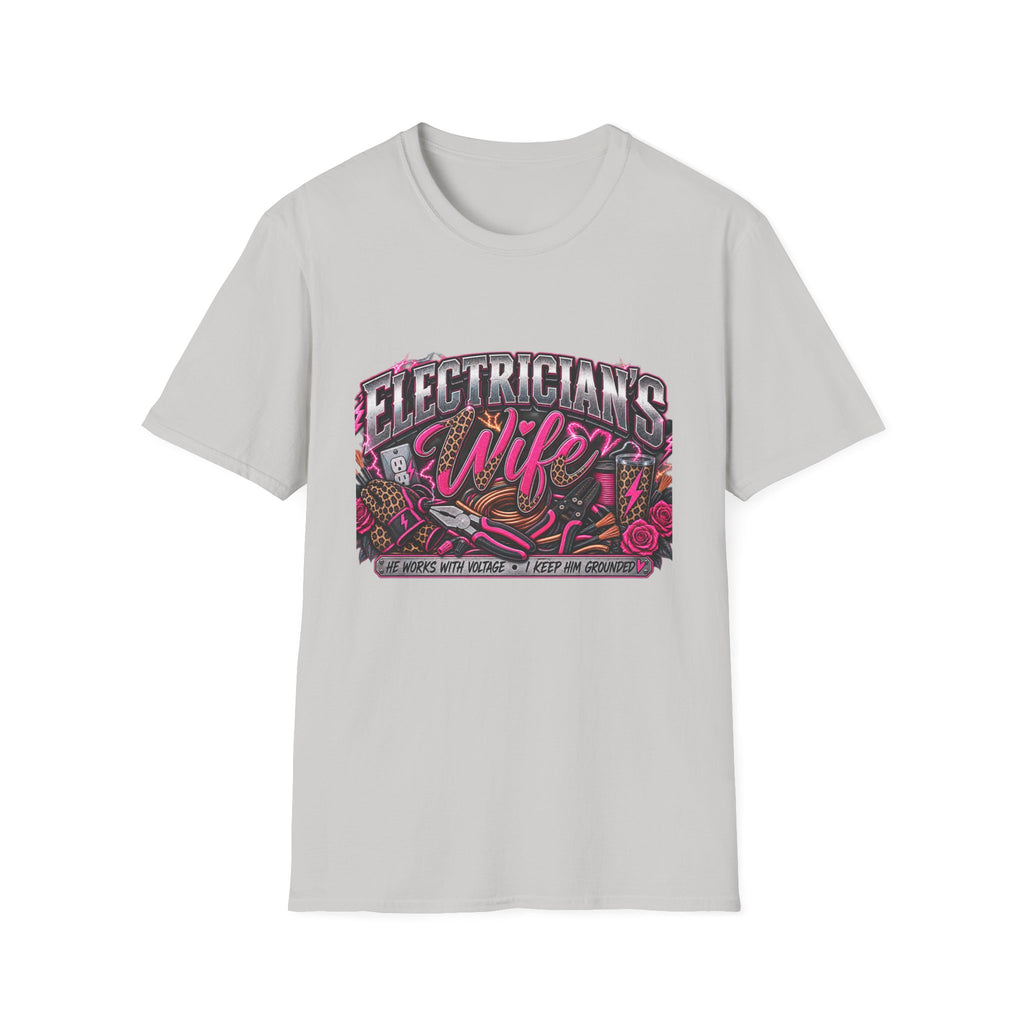 Electrician's Wife T-Shirt — Bold Pink Tradeswife Graphic Tee
