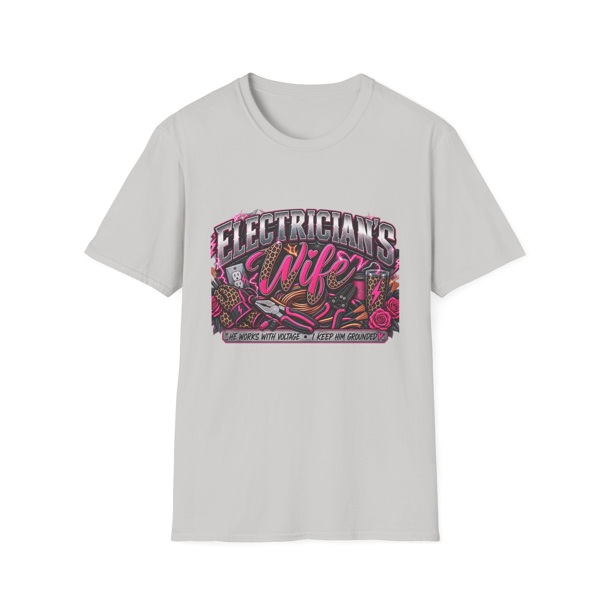 Electrician's Wife T-Shirt — Bold Pink Tradeswife Graphic Tee