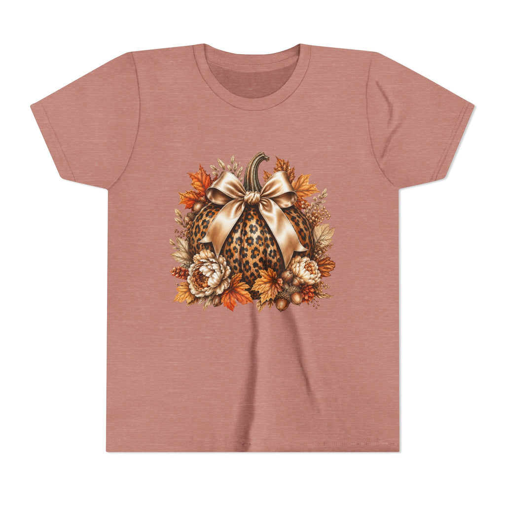 Youth Tee — Leopard Pumpkin Fall Graphic Shirt