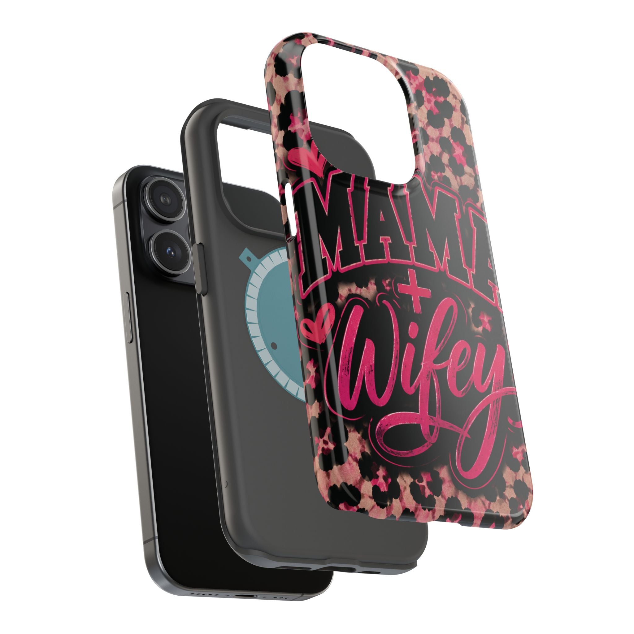 Phone Case — Pink Leopard "Mama Wifey" Magnetic Impact-Resistant Case