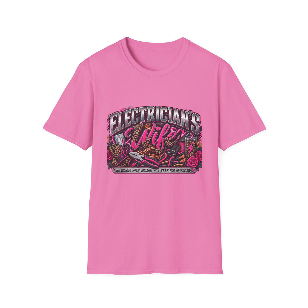 Electrician's Wife T-Shirt — Bold Pink Tradeswife Graphic Tee