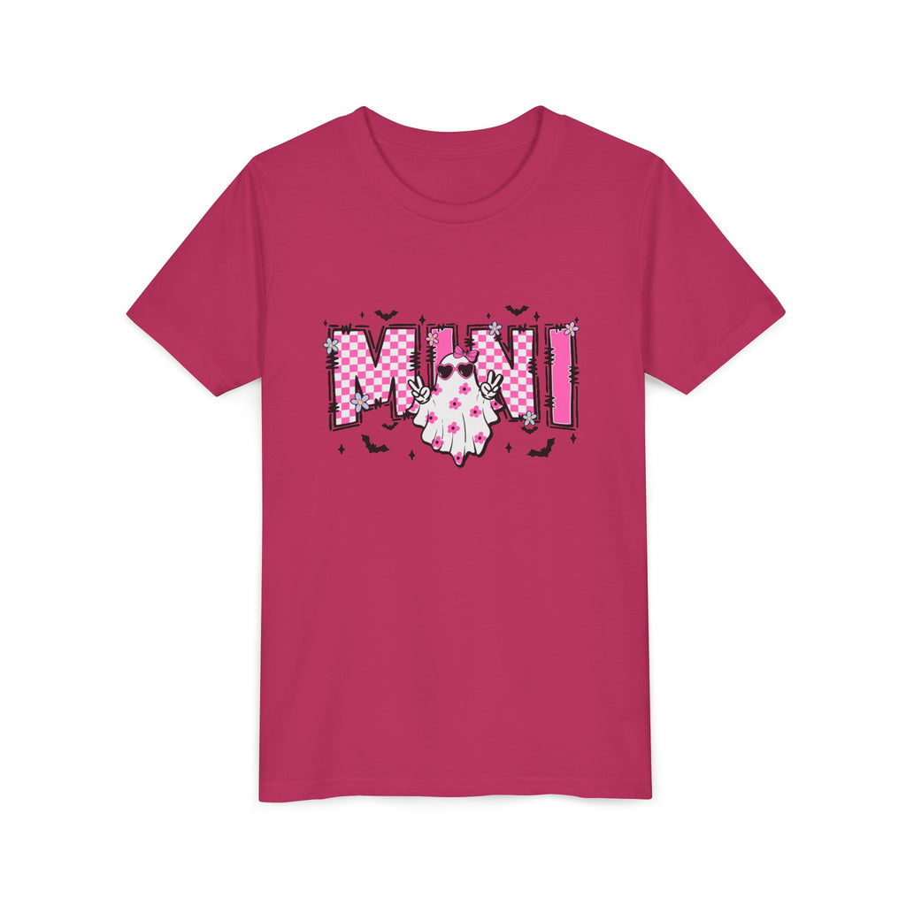 Youth Tee – 'Mimi' Pink Checker Ghost Graphic Kids Shirt