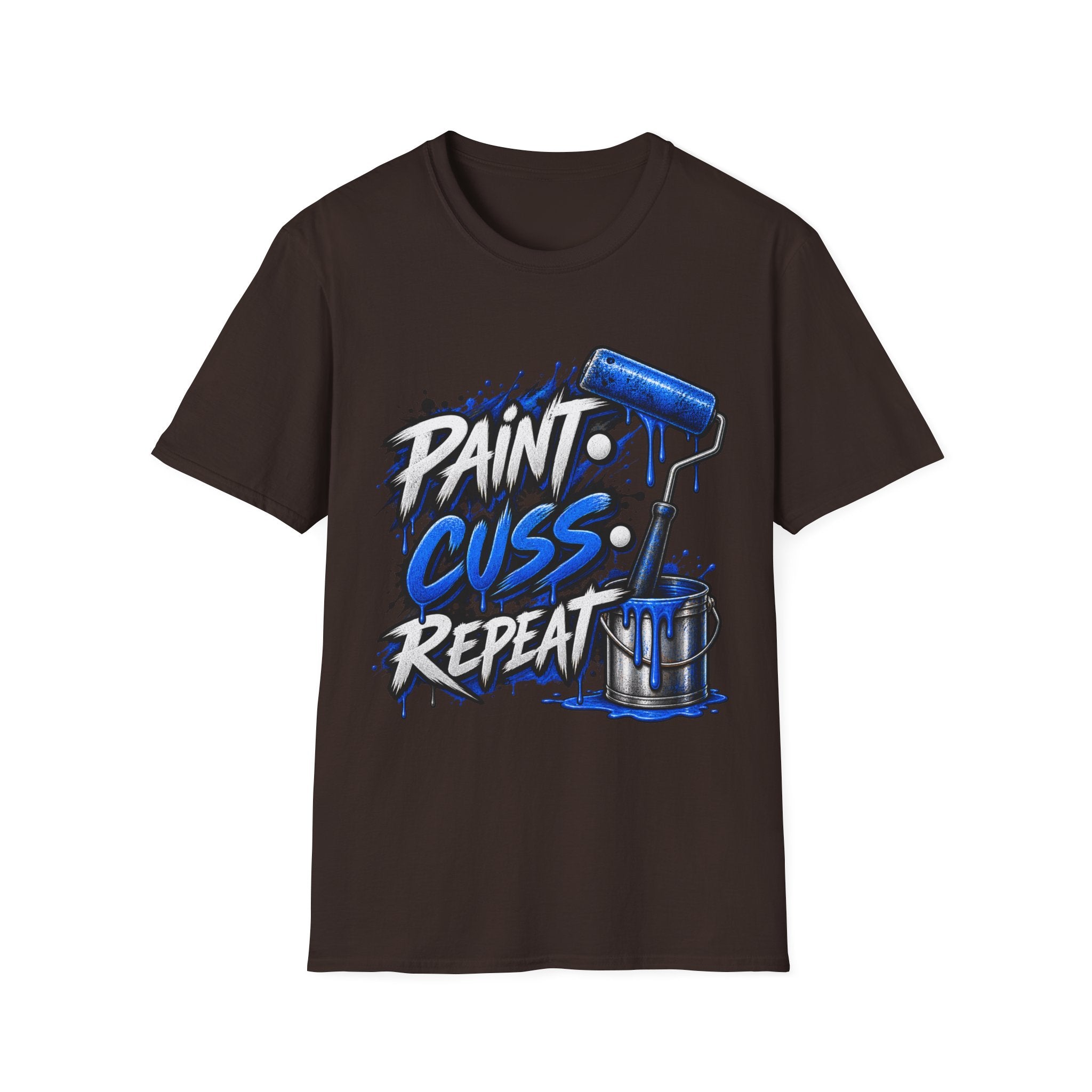 Paint, Cuss, Repeat T-Shirt — Graphic Painter Roller Design