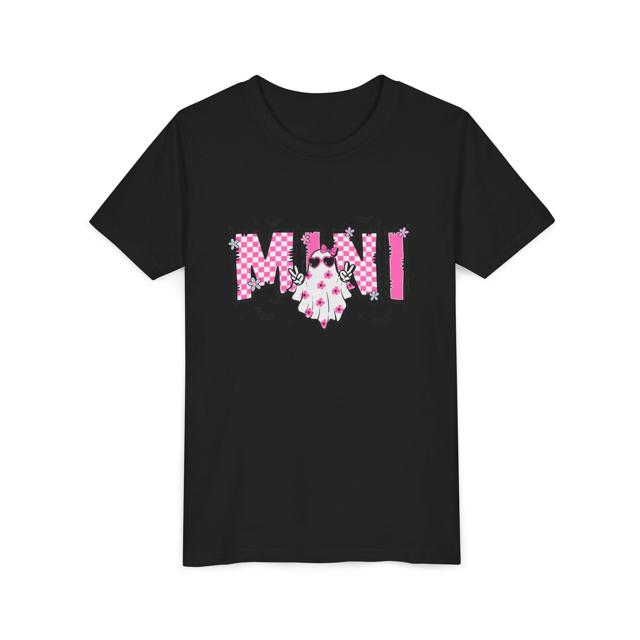 Youth Tee – 'Mimi' Pink Checker Ghost Graphic Kids Shirt