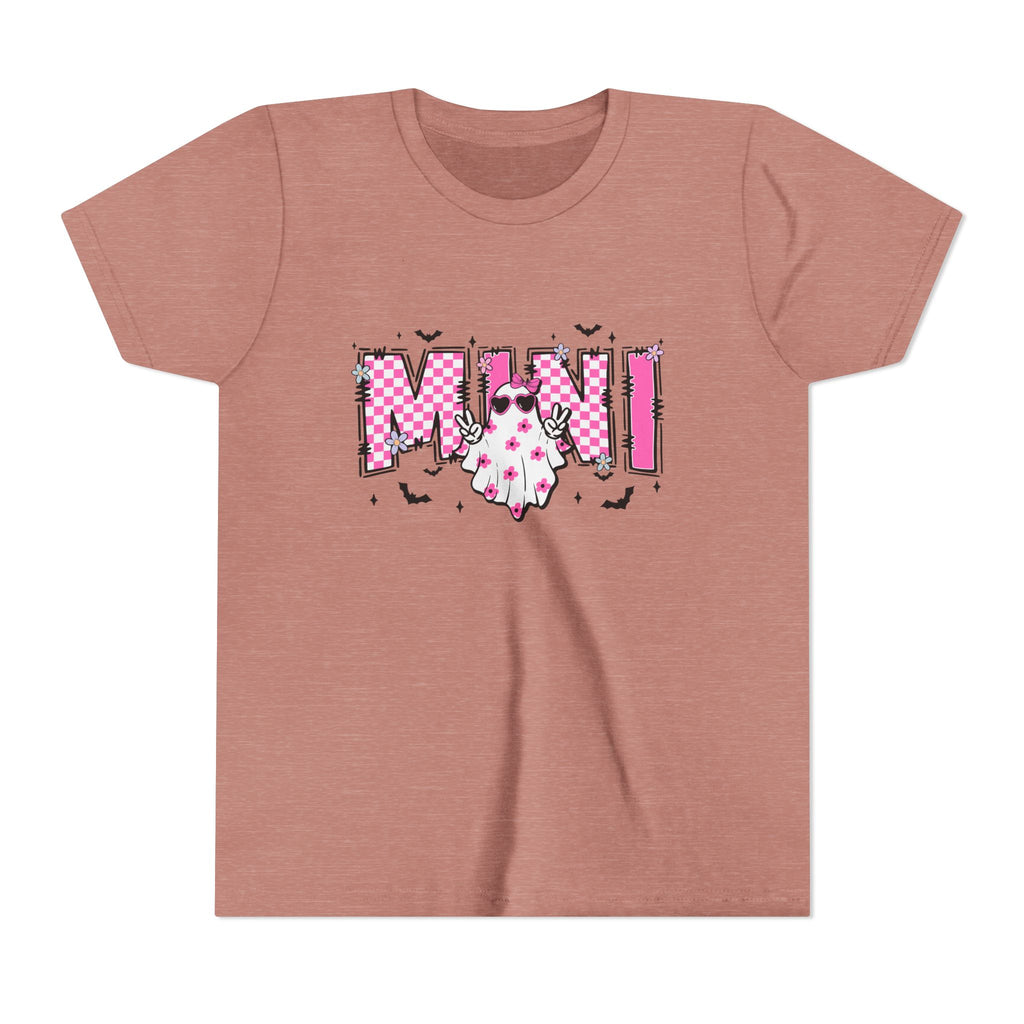 Youth Tee – 'Mimi' Pink Checker Ghost Graphic Kids Shirt