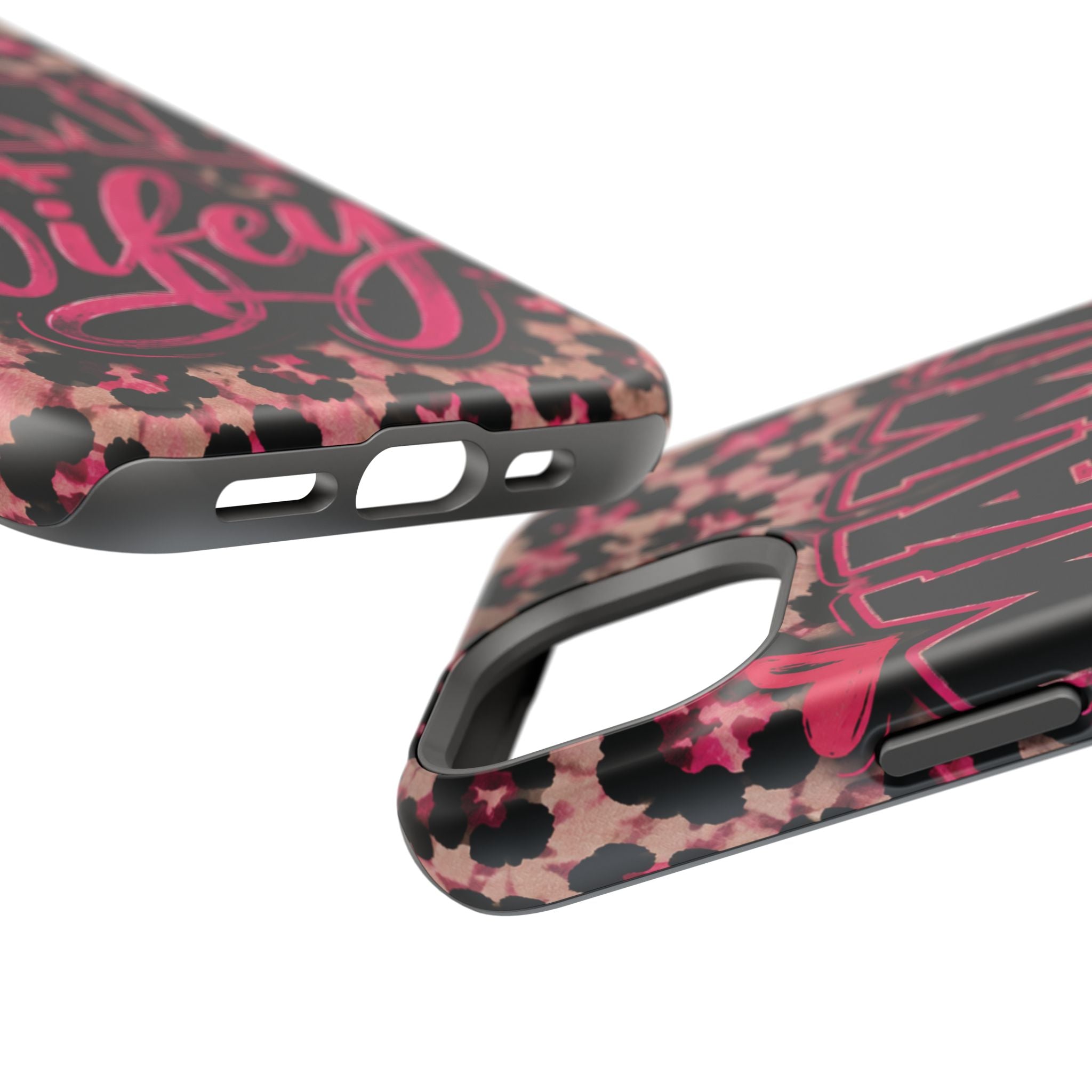 Phone Case — Pink Leopard "Mama Wifey" Magnetic Impact-Resistant Case
