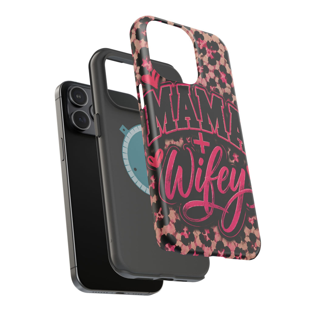 Phone Case — Pink Leopard "Mama Wifey" Magnetic Impact-Resistant Case