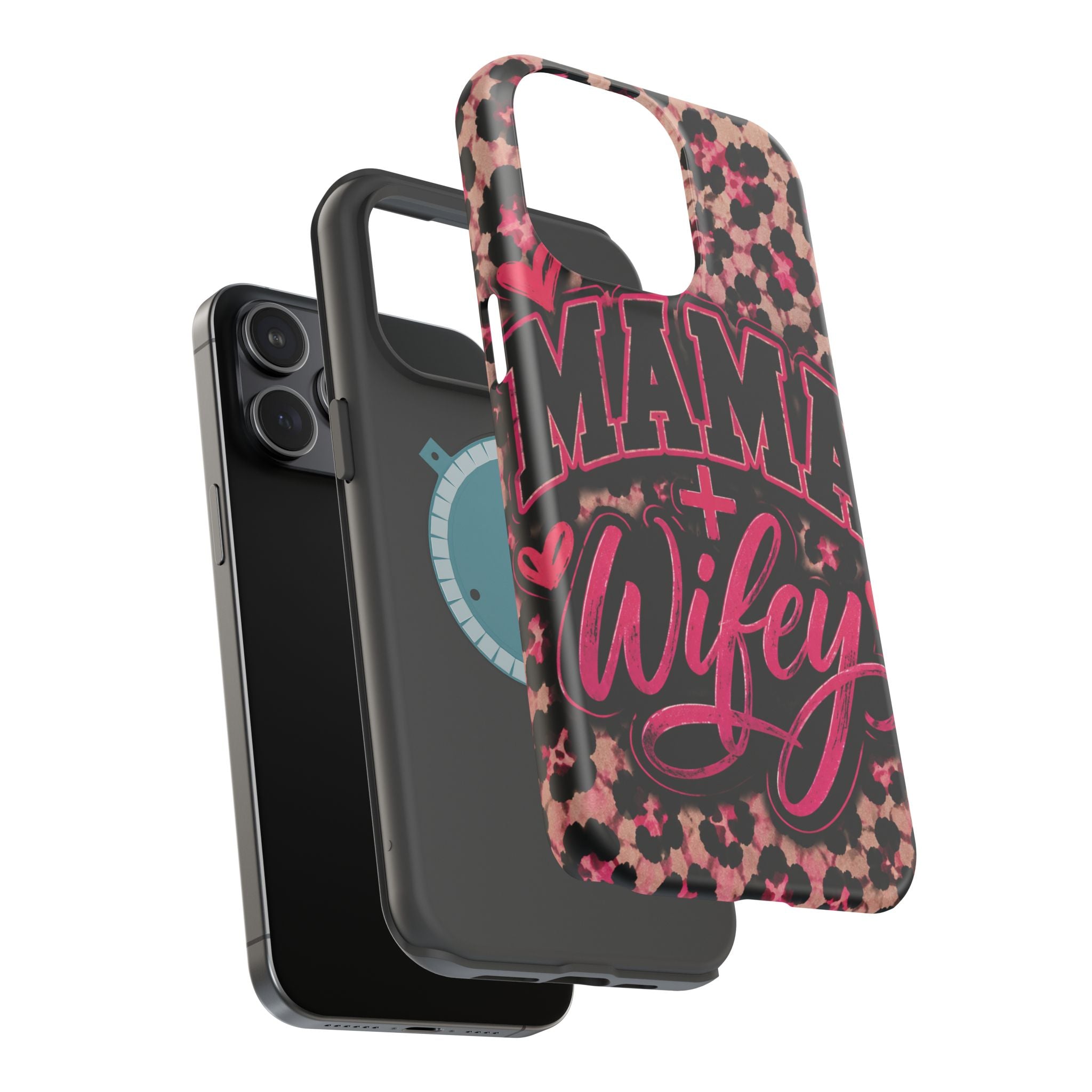 Phone Case — Pink Leopard "Mama Wifey" Magnetic Impact-Resistant Case