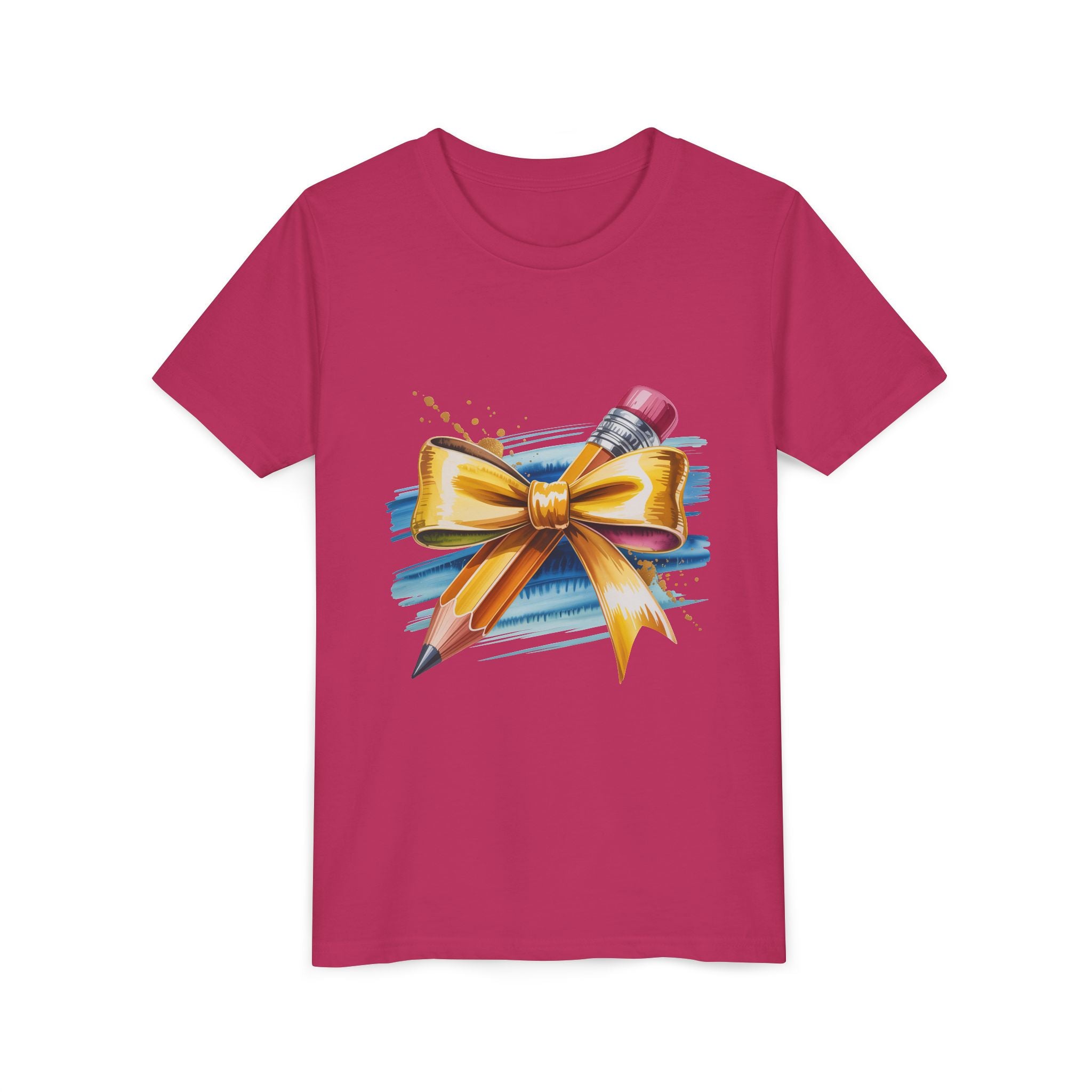 Youth Tee — Pencil with Gold Bow Back-to-School