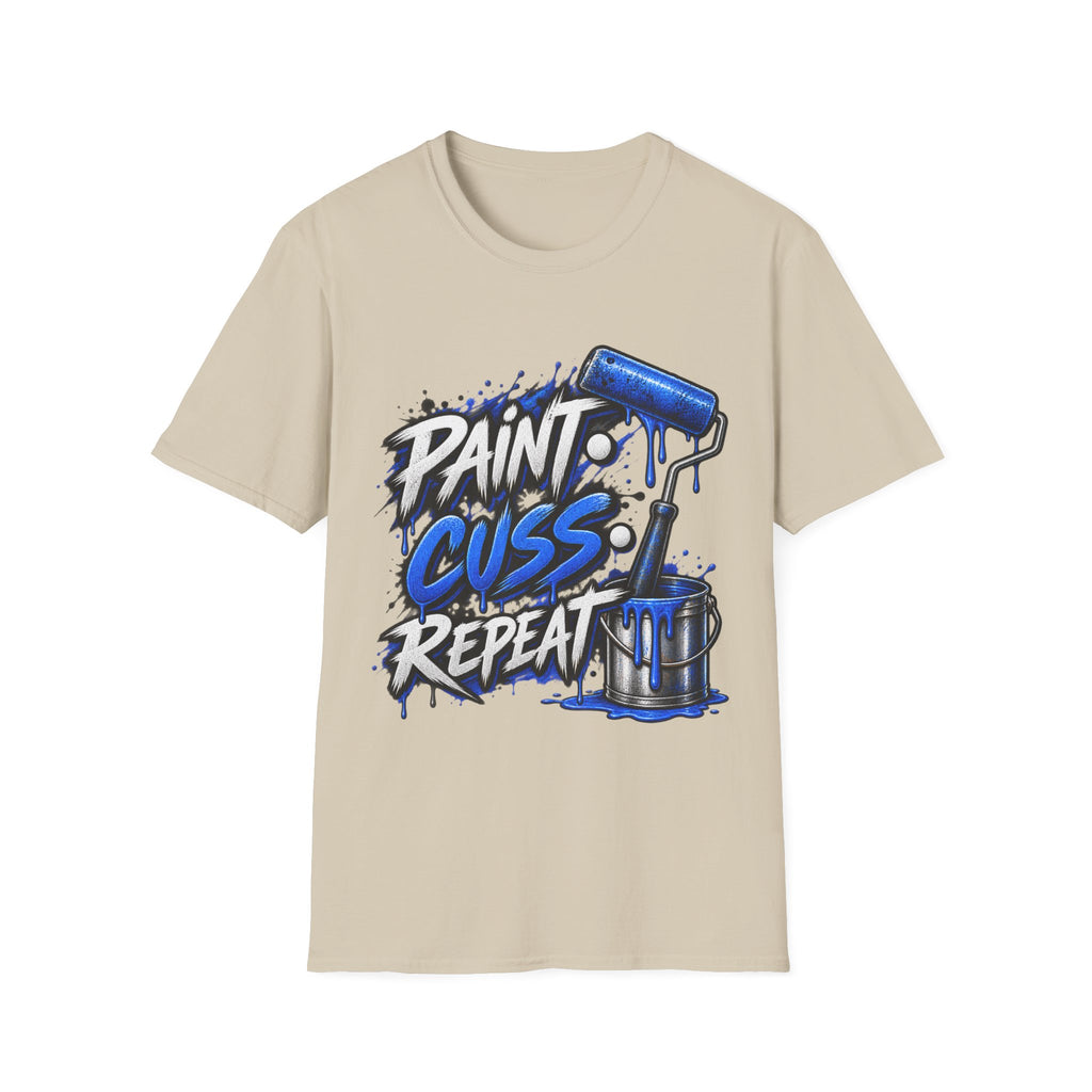 Paint, Cuss, Repeat T-Shirt — Graphic Painter Roller Design