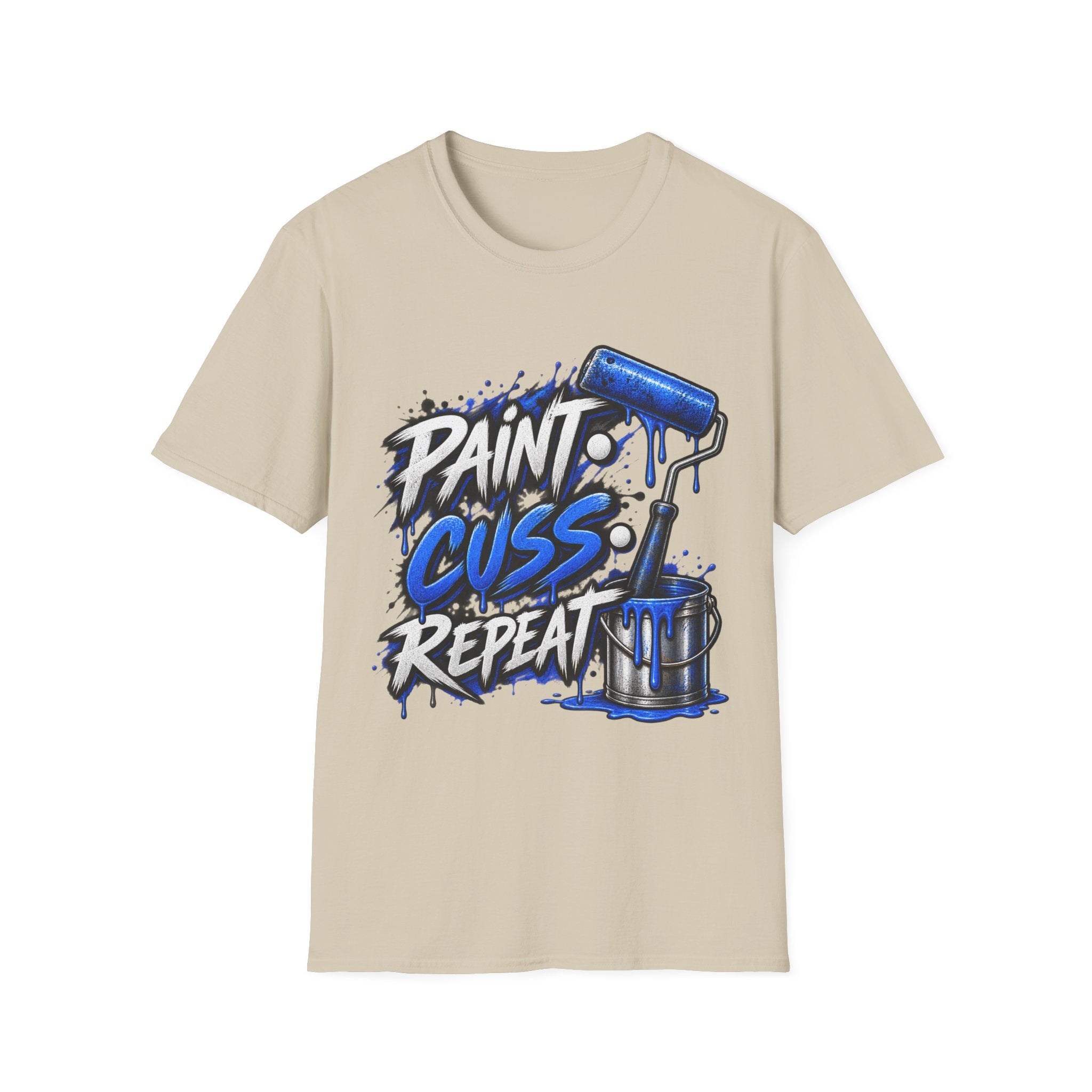 Paint, Cuss, Repeat T-Shirt — Graphic Painter Roller Design