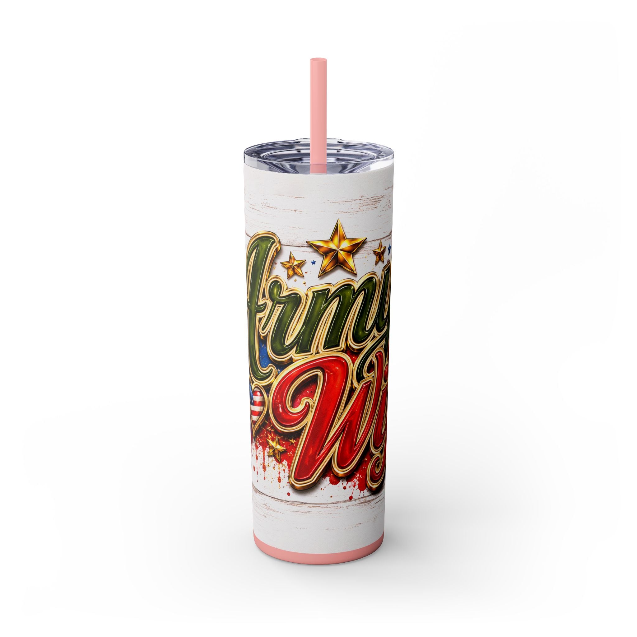 Army Wife Tumbler With Changeable Colored Straw