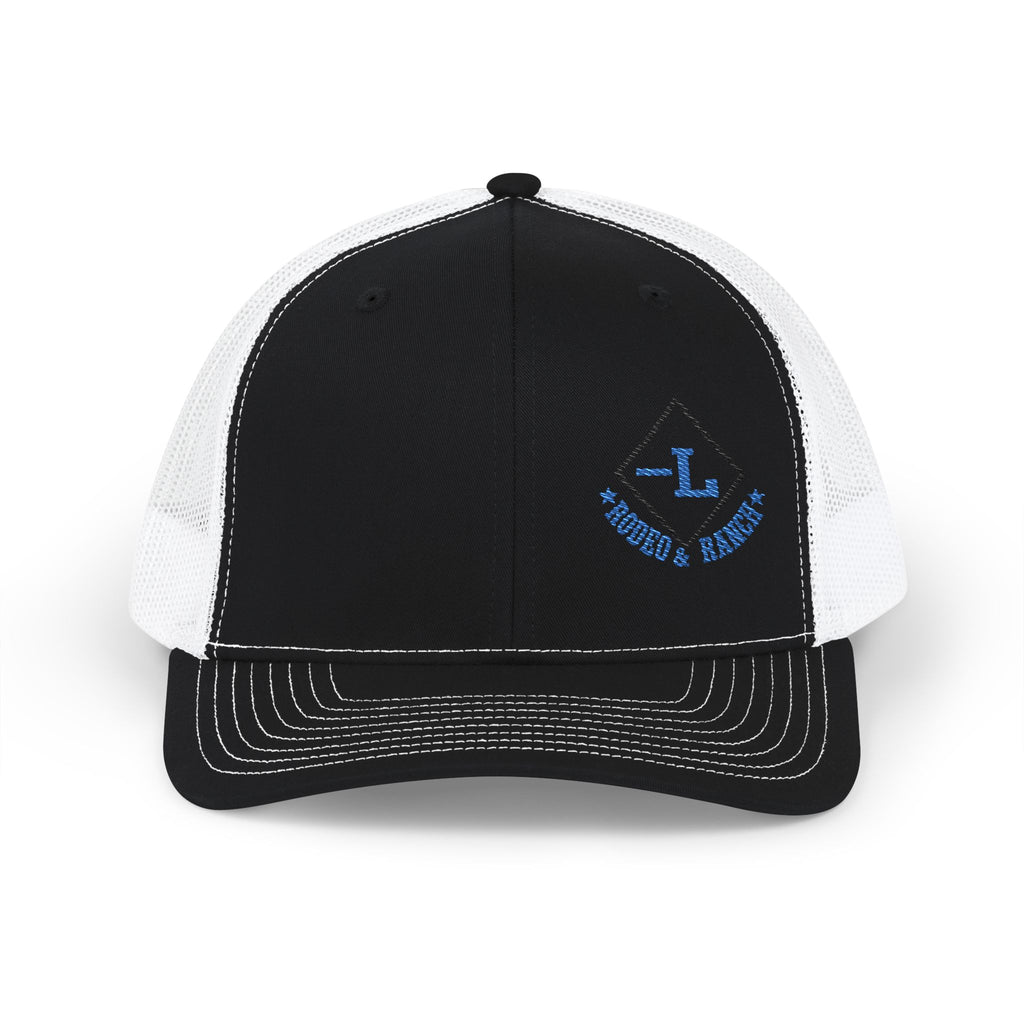 Embroidered Logo Trucker Cap - Black & White Snapback