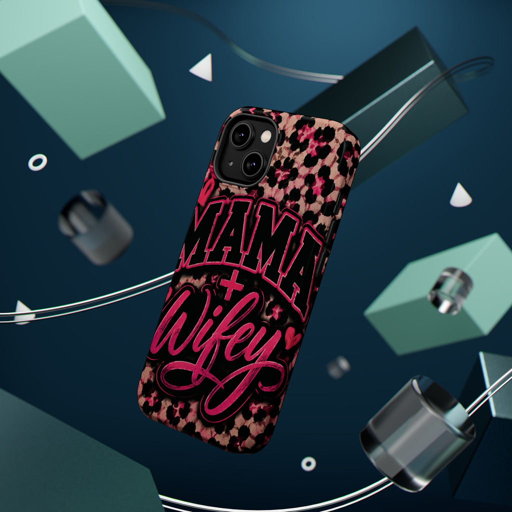 Phone Case — Pink Leopard "Mama Wifey" Magnetic Impact-Resistant Case