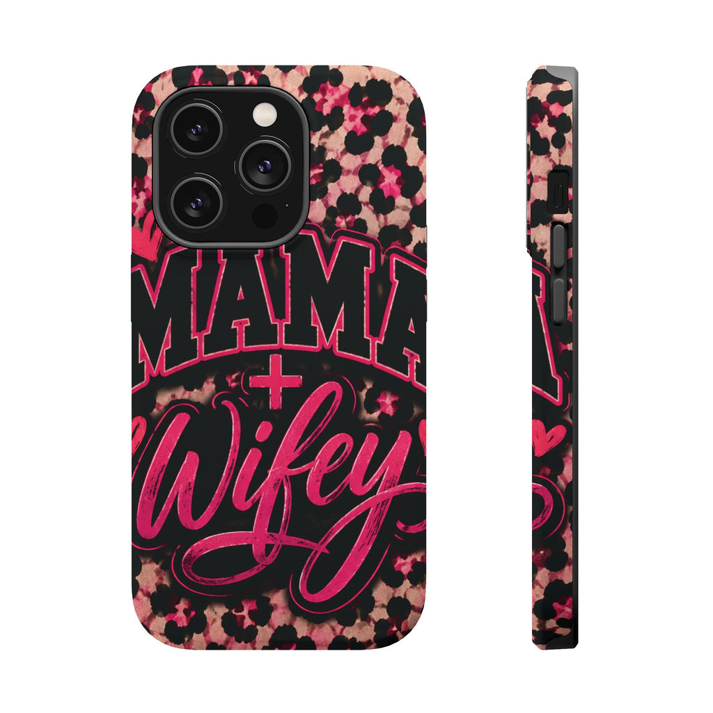 Phone Case — Pink Leopard "Mama Wifey" Magnetic Impact-Resistant Case