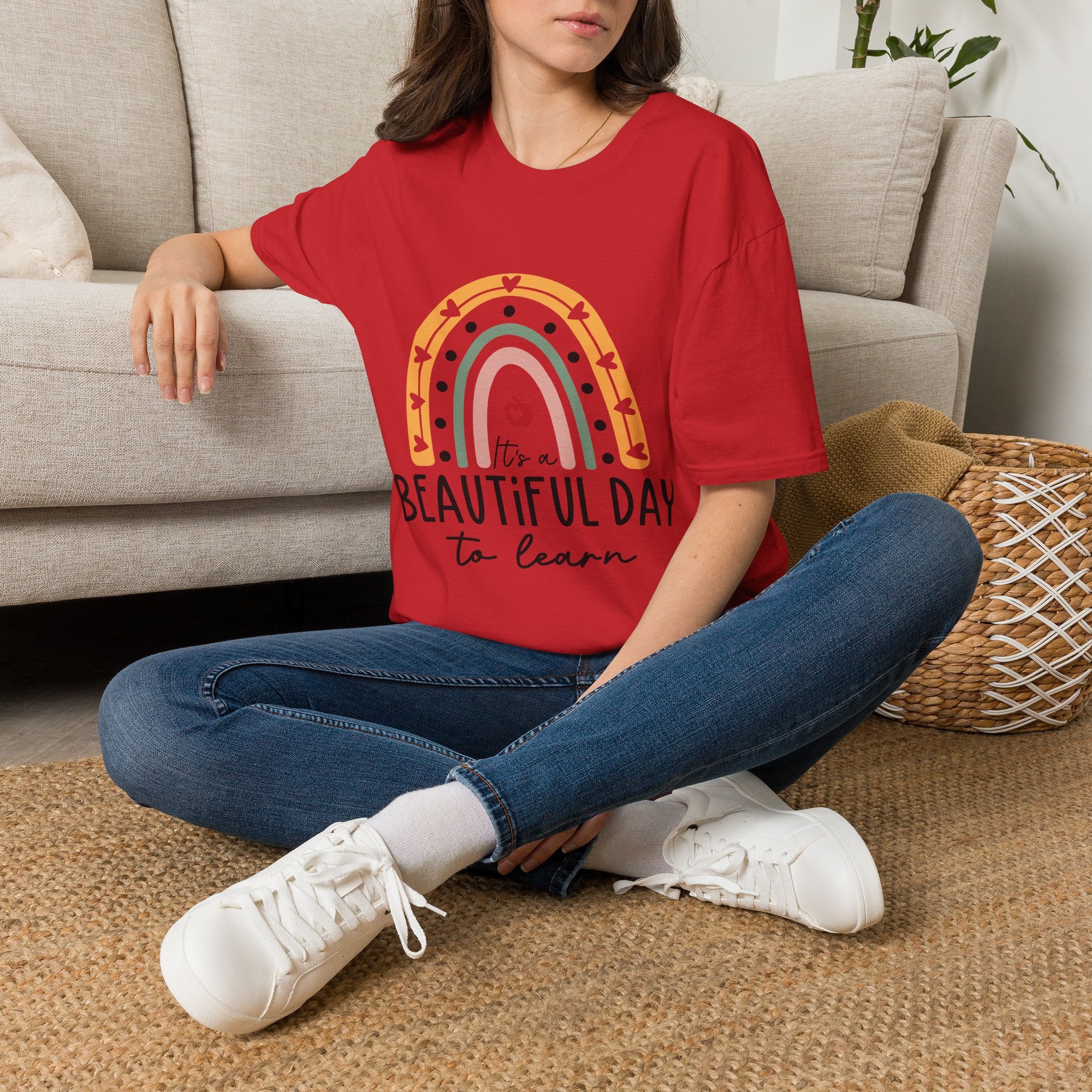 Teacher Rainbow T-Shirt — 'Beautiful Day to Learn' Tee