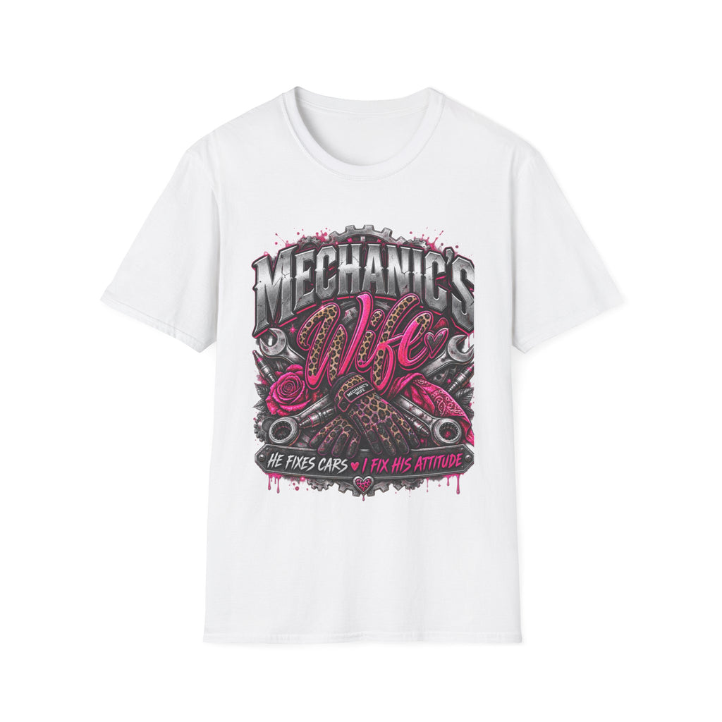 Mechanic's Wife T-Shirt — Feminine Auto Shop Tee for Gearhead Partners