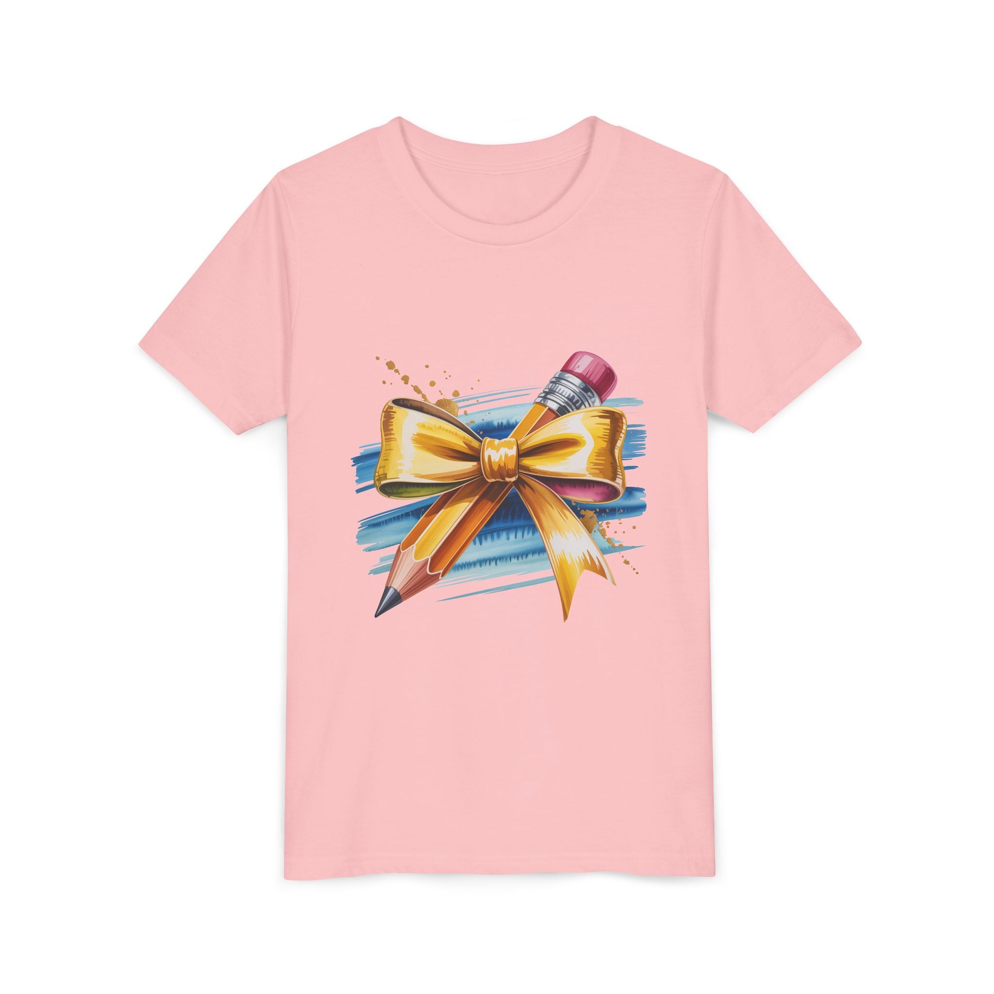 Youth Tee — Pencil with Gold Bow Back-to-School