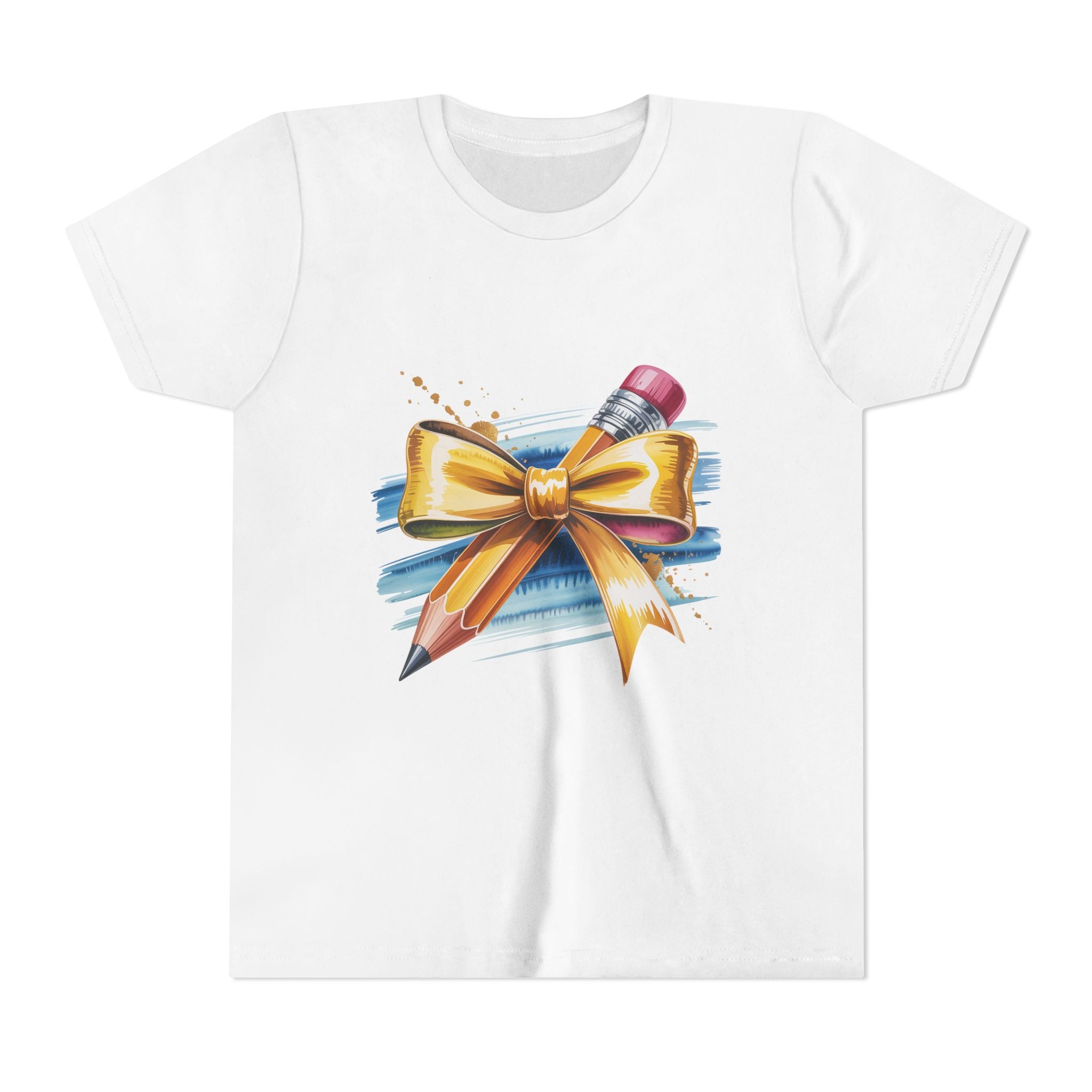 Youth Tee — Pencil with Gold Bow Back-to-School
