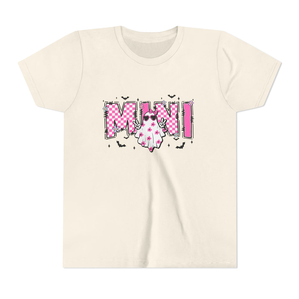 Youth Tee – 'Mimi' Pink Checker Ghost Graphic Kids Shirt