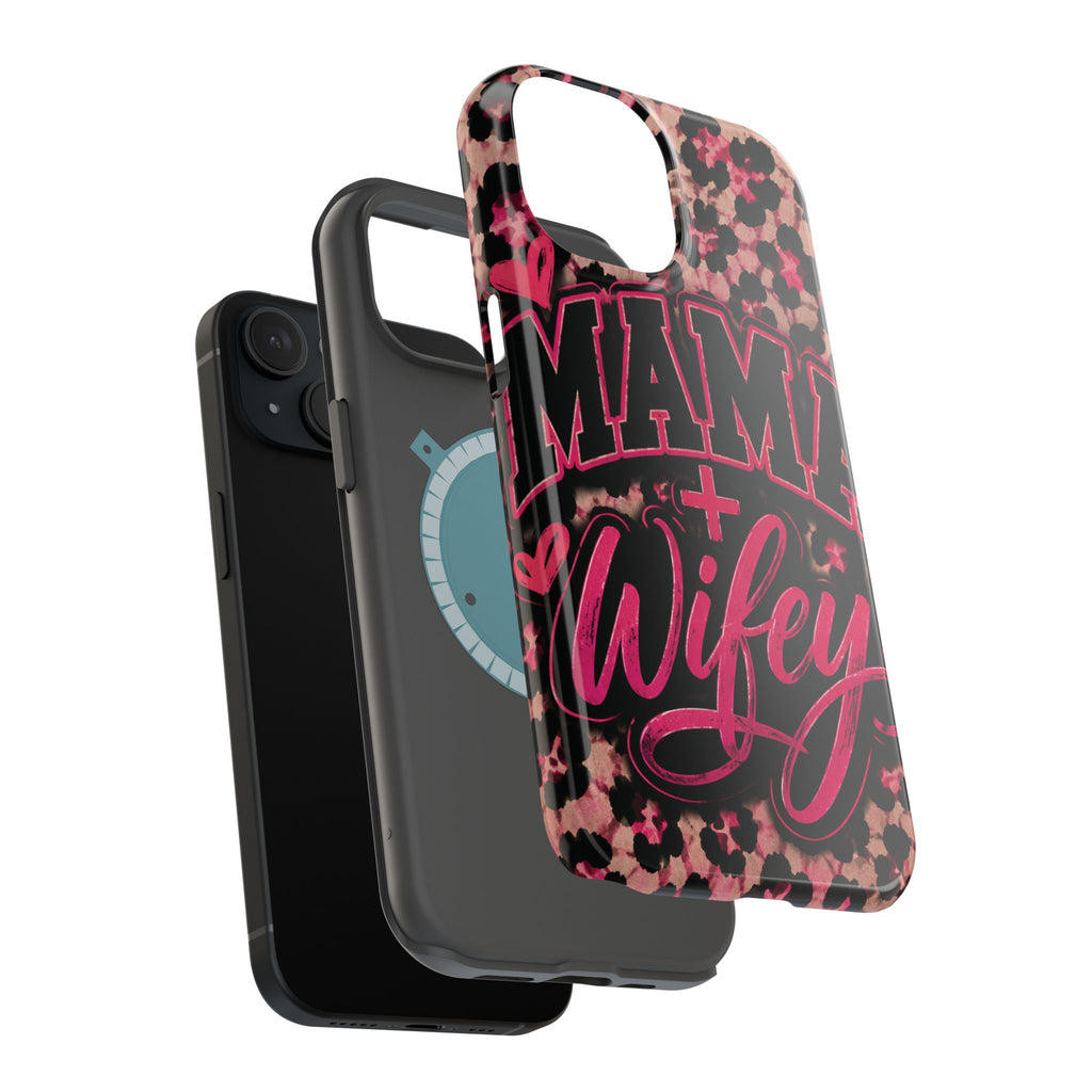 Phone Case — Pink Leopard "Mama Wifey" Magnetic Impact-Resistant Case