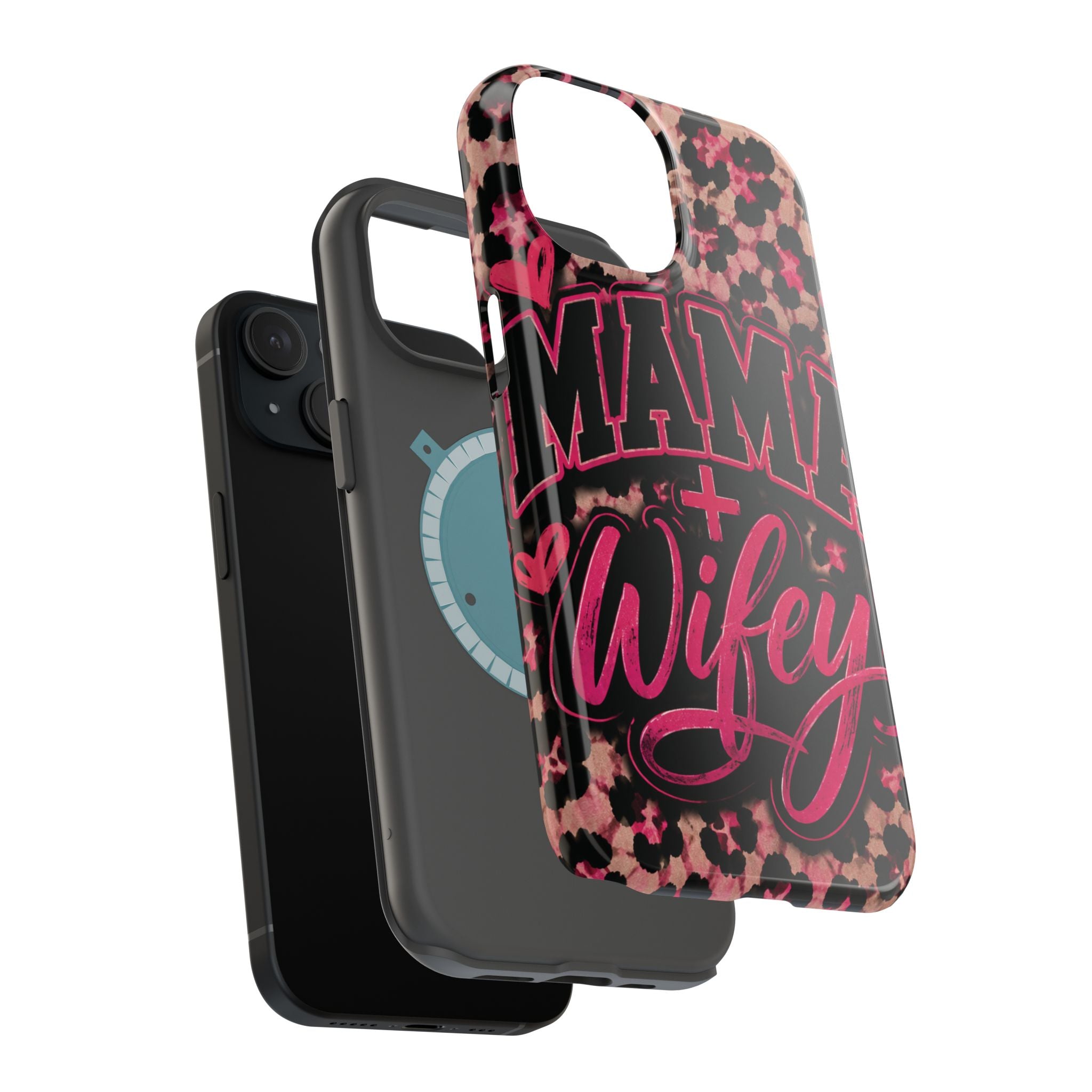 Phone Case — Pink Leopard "Mama Wifey" Magnetic Impact-Resistant Case