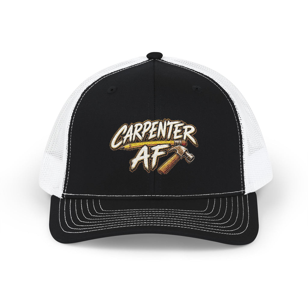 Carpenter AF Snapback Trucker Cap — Rustic Hammer Logo Hat for Woodworkers