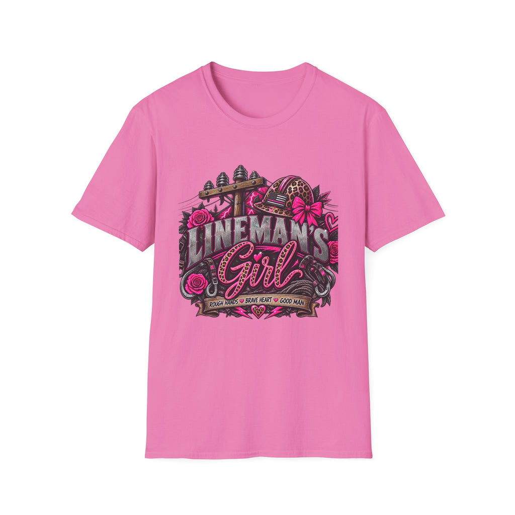 Lineman's Girl T-Shirt — Pink Floral Lineman Crew Tee