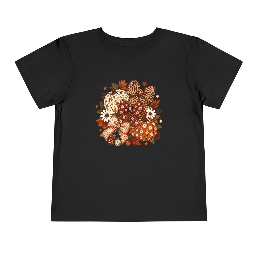 Toddler Tee — Autumn Leopard Floral Pumpkins Fall Bouquet