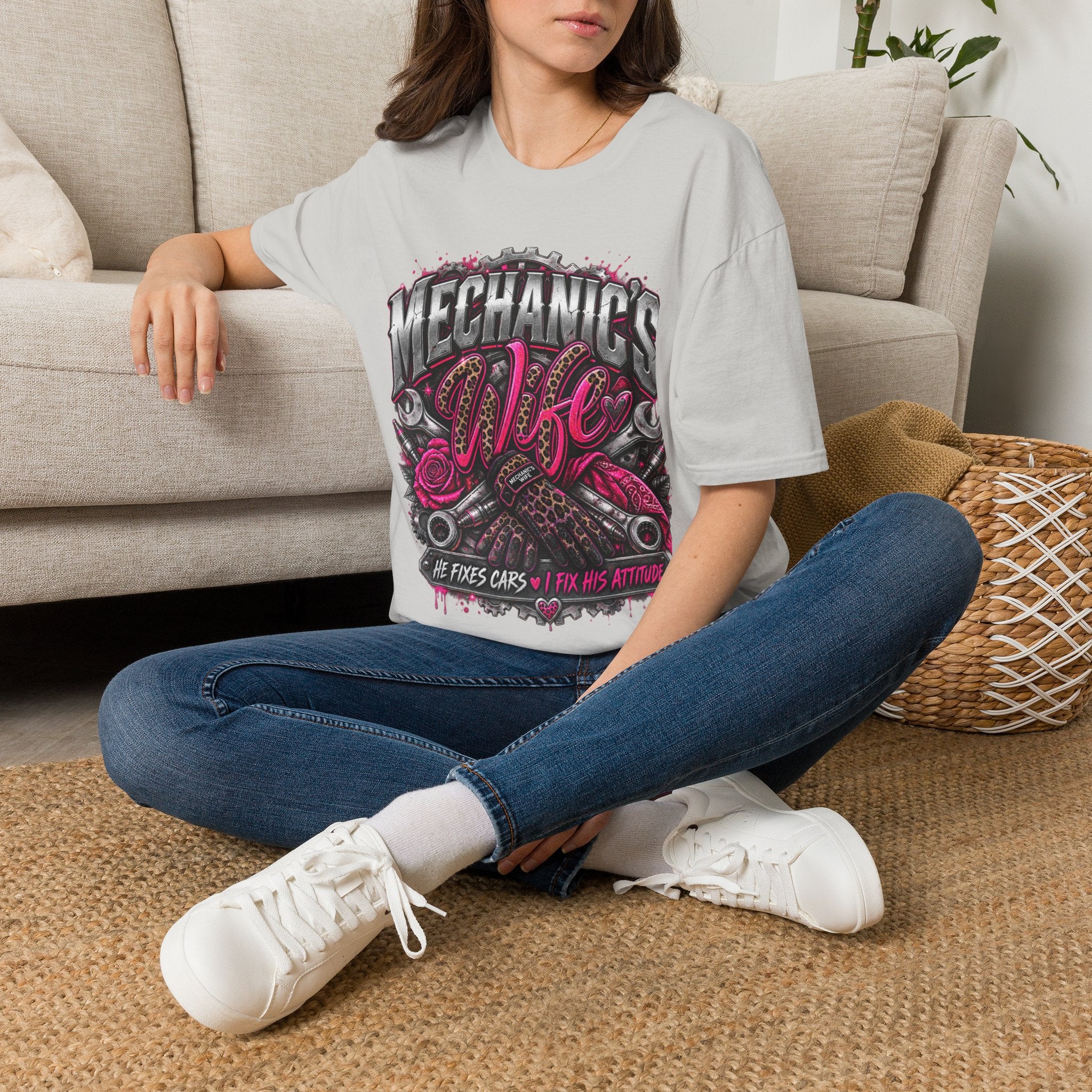 Mechanic's Wife T-Shirt — Feminine Auto Shop Tee for Gearhead Partners