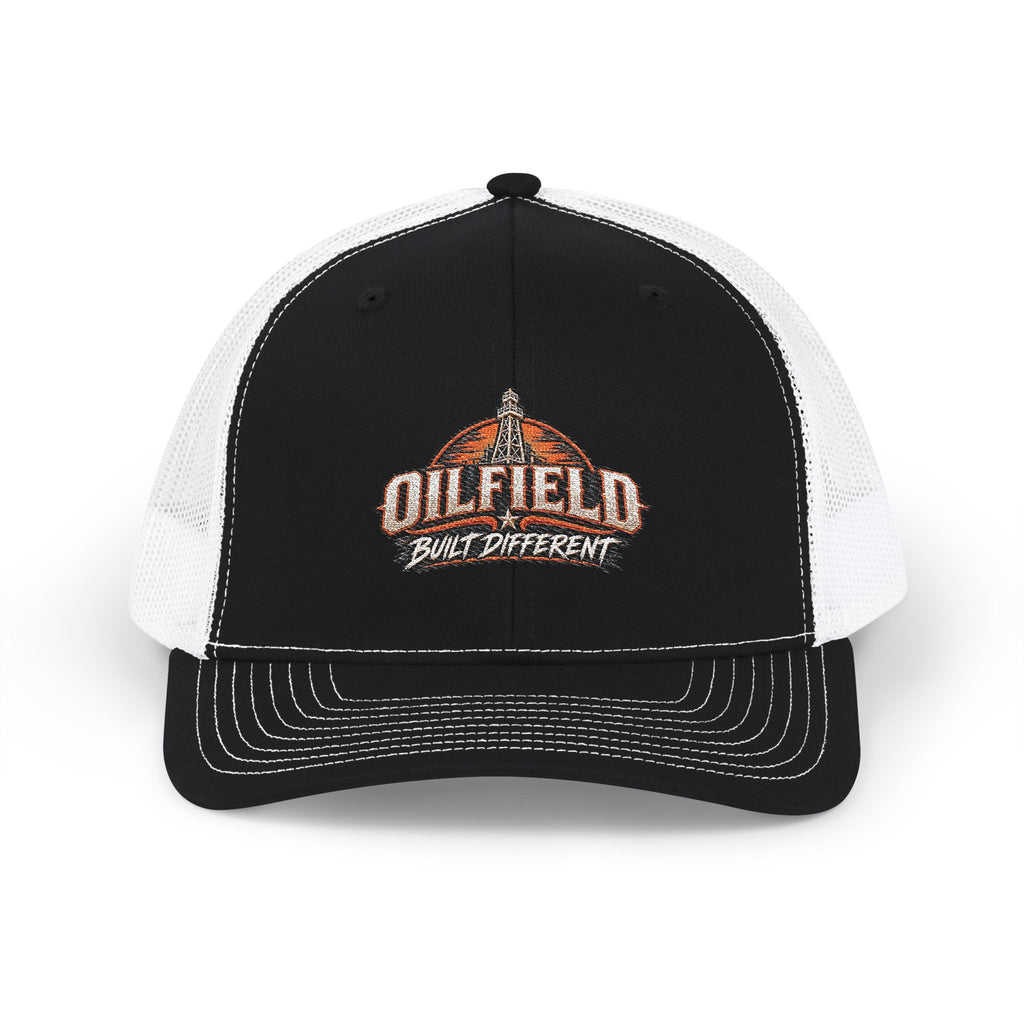 Oilfield Trucker Cap - Retro Boom Lift Logo Snapback Hat