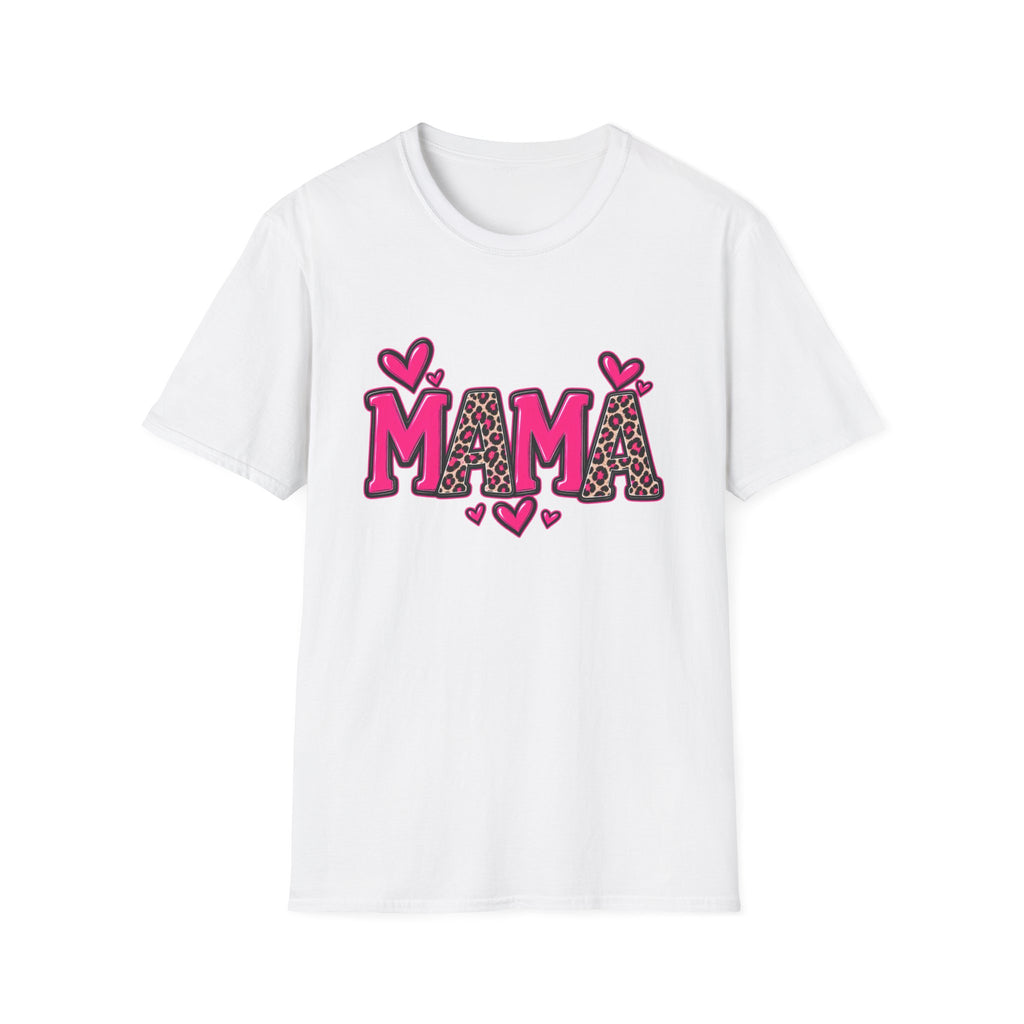 Mama Leopard Heart T‑Shirt — Cute Pink Mama Graphic Tee for Mothers’ Day