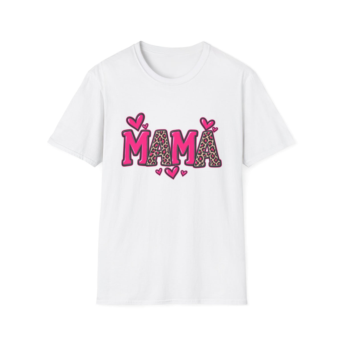 Mama Leopard Heart T‑Shirt — Cute Pink Mama Graphic Tee for Mothers’ Day