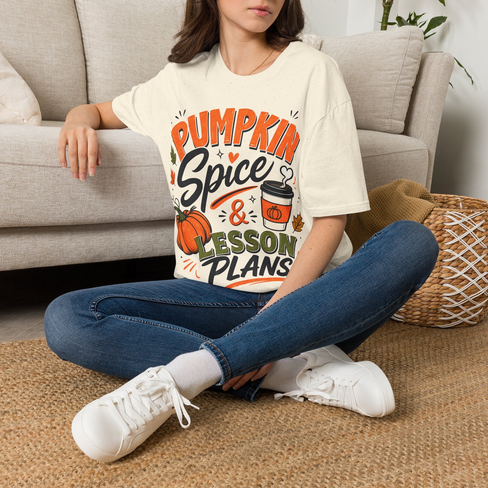 Pumpkin Spice & Lesson Plans T-Shirt — Cozy Fall Teacher Shirt
