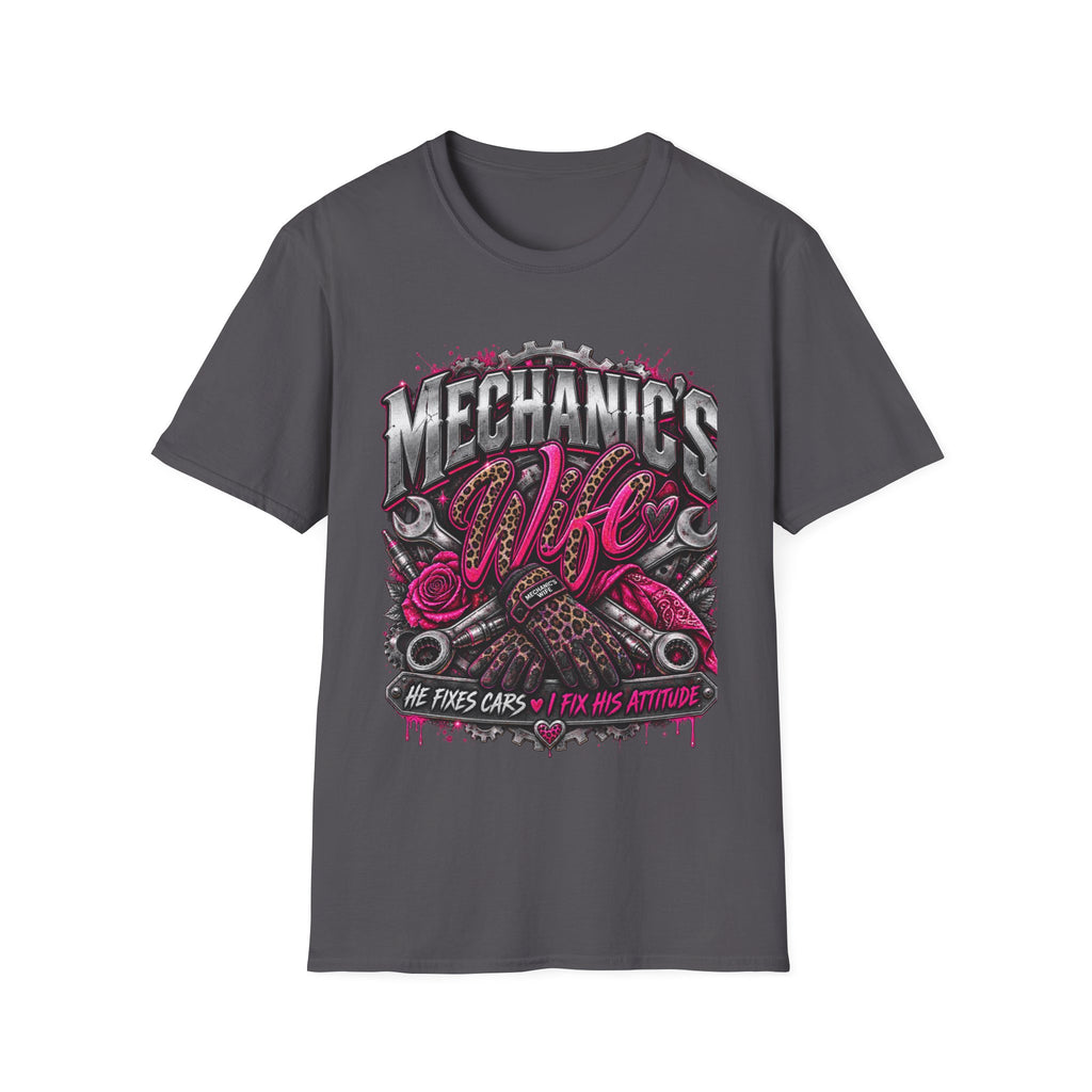 Mechanic's Wife T-Shirt — Feminine Auto Shop Tee for Gearhead Partners