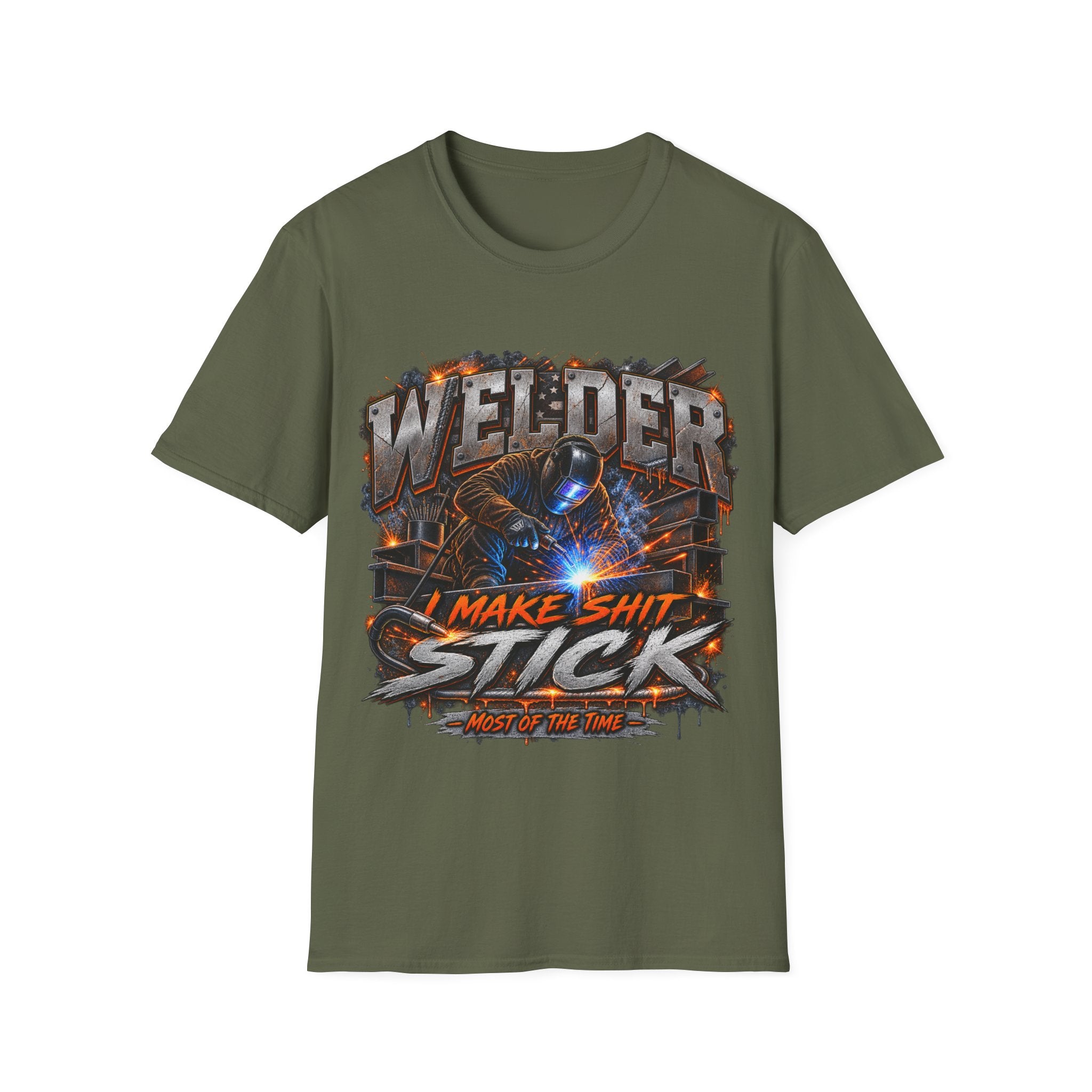 Welder T-Shirt — "I Make Shit Stick" Heavy-Duty Welding Graphic Tee
