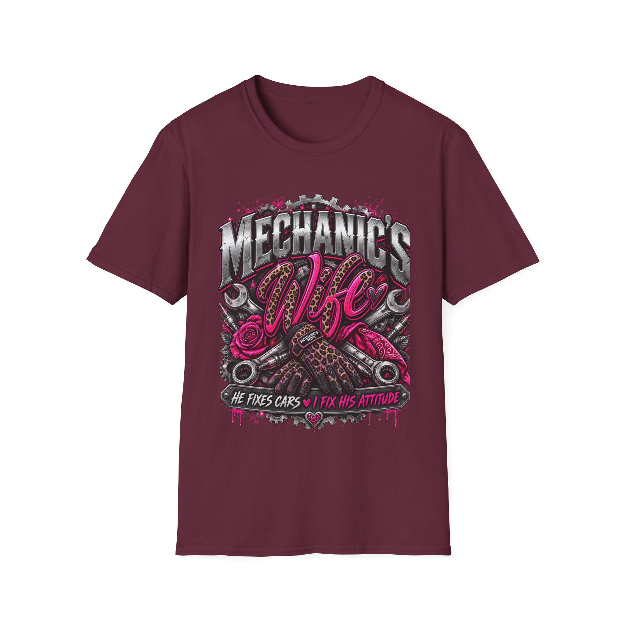 Mechanic's Wife T-Shirt — Feminine Auto Shop Tee for Gearhead Partners